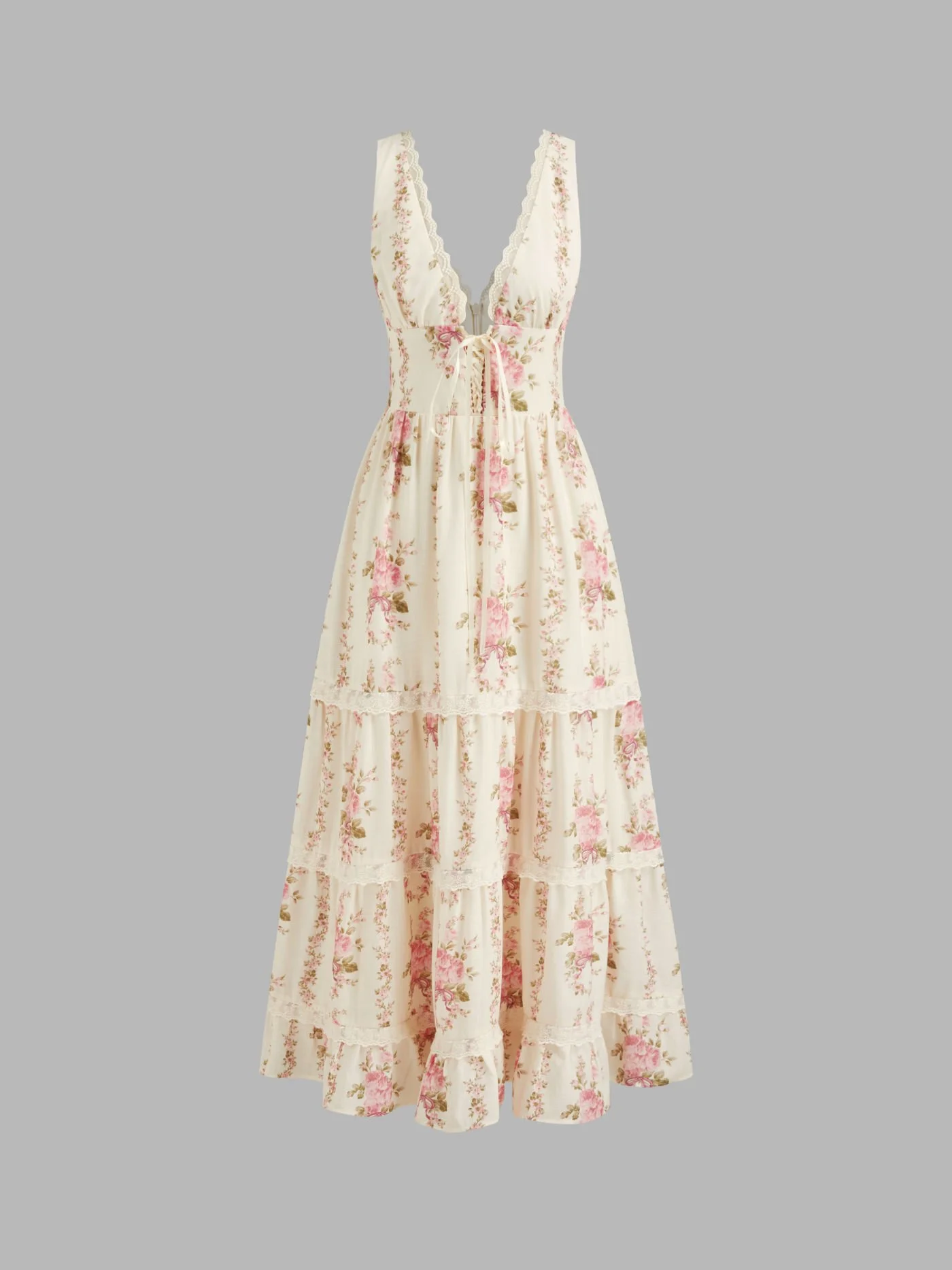 Elegantes Brautjungfernkleid in zartem Rosa mit Blumenprint, Herzausschnitt und abnehmbaren Tüll-Volantärmeln. Fließender Maxirock mit feinen Rüschen für einen märchenhaften Auftritt — ideal als hochwertiges und günstiges Modell.