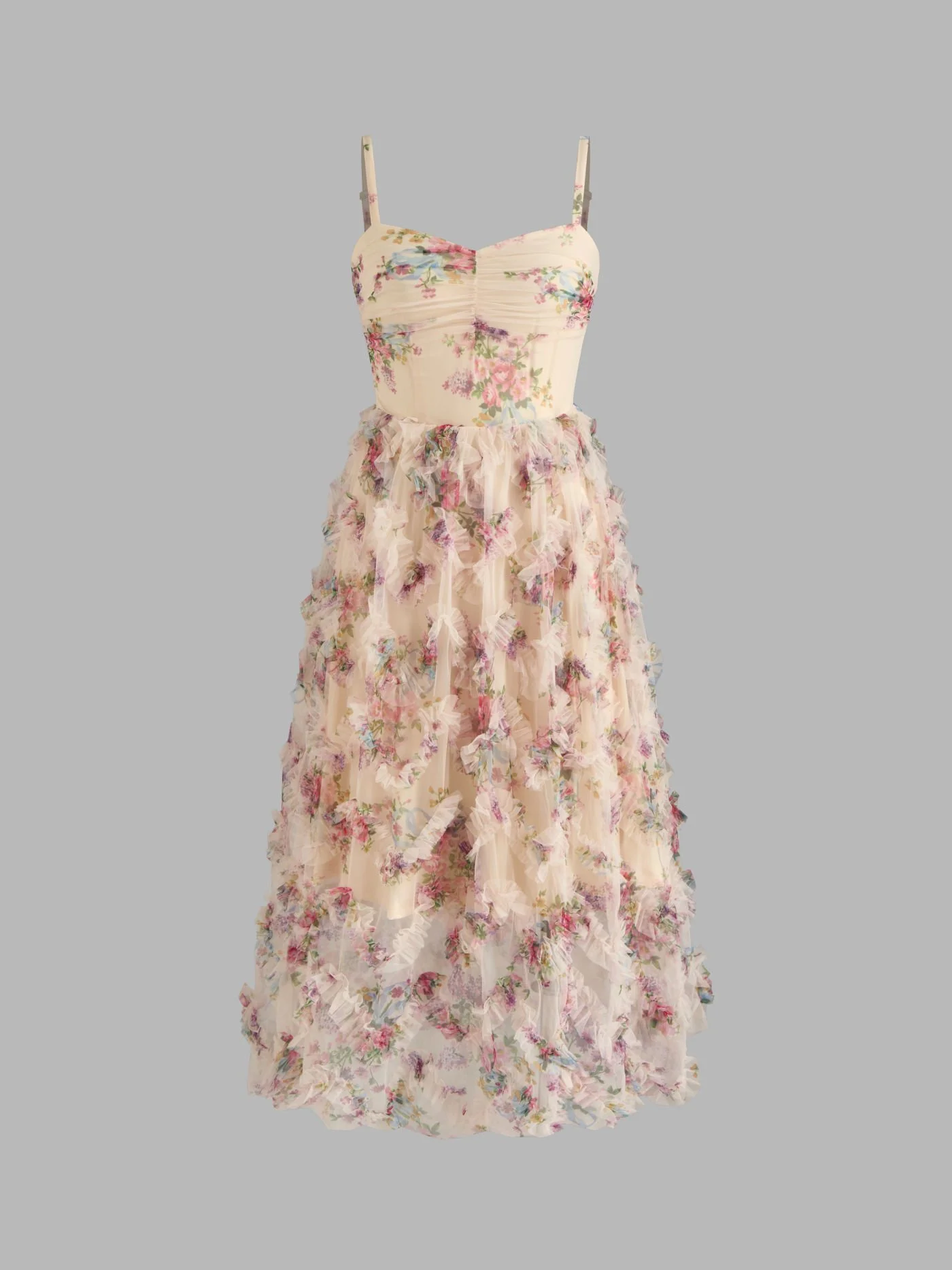 Romantik Pur: Tüllkleid mit 3D-Blumenapplikationen