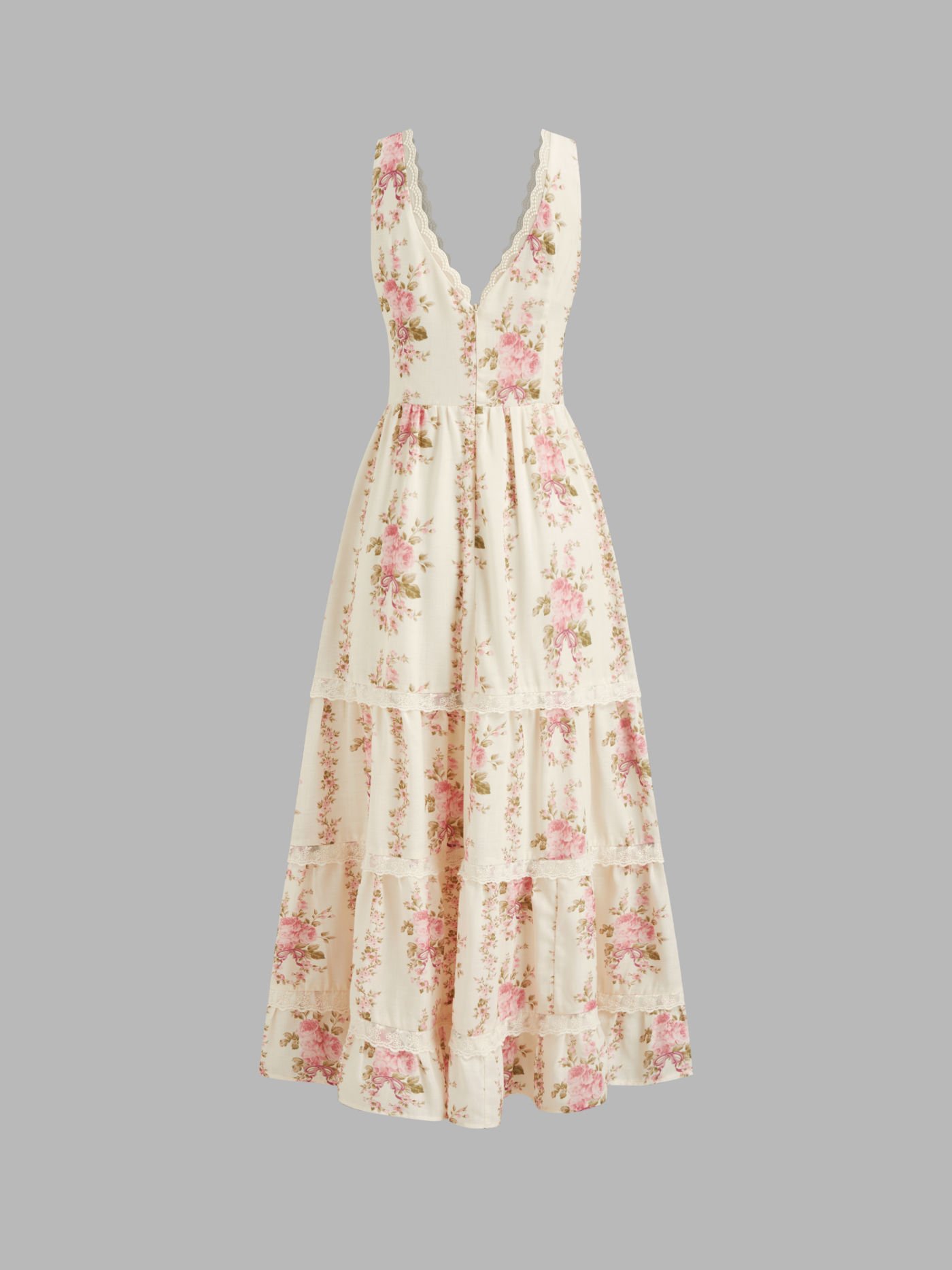 Cottagecore Trend 2026: Maxikleid mit Spitze und floralem Muster