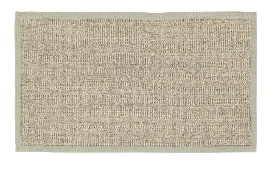 Rechteckiger Sisal-Fußabstreifer „Jenny“ von Dixie in der Farbe Marble (Beige) mit einem sandfarbenen Baumwollrand und natürlicher Webstruktur.