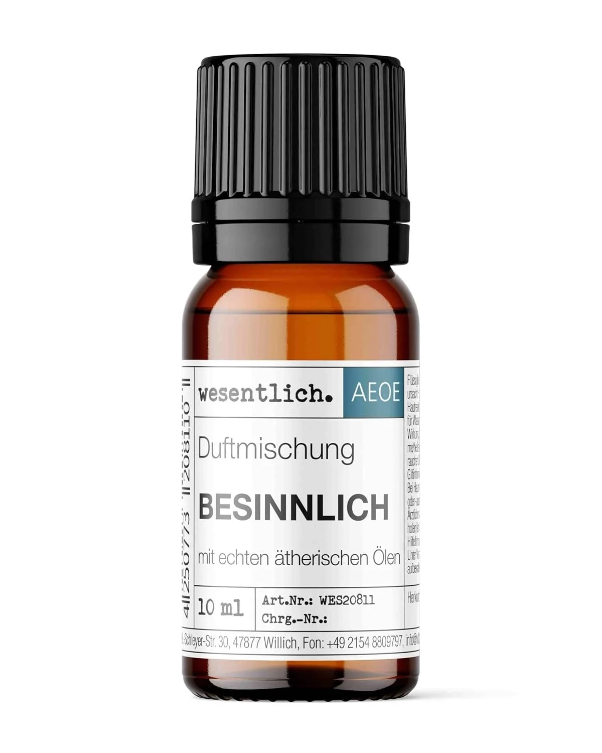 Kleines Fläschchen der Marke wesentlich. mit der Duftmischung "BESINNLICH" (10 ml).