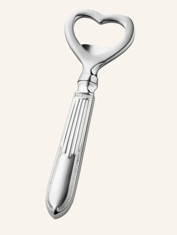 Eleganter silberner Flaschenöffner mit Herzgriff von Robbe & Berking – stilvolles Valentinstag Geschenk für Männer mit Sinn für Design und Genuss.