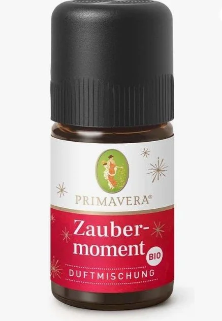 Primavera Bio-Duftmischung Zaubermoment im kleinen Glasfläschchen – wärmender Weihnachtsduft.