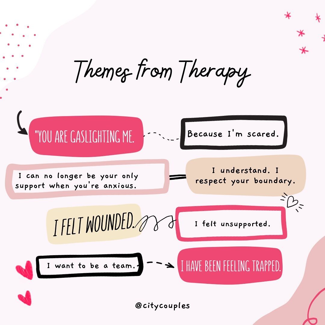 Themes from therapy this week:
(Real dynamics between partners; real sentiments expressed. 👉🏼No direct quotes, to maintain confidentiality.)

&mdash; Managing the relationship dynamics around each other&rsquo;s mental health diagnoses.

&mdash; The
