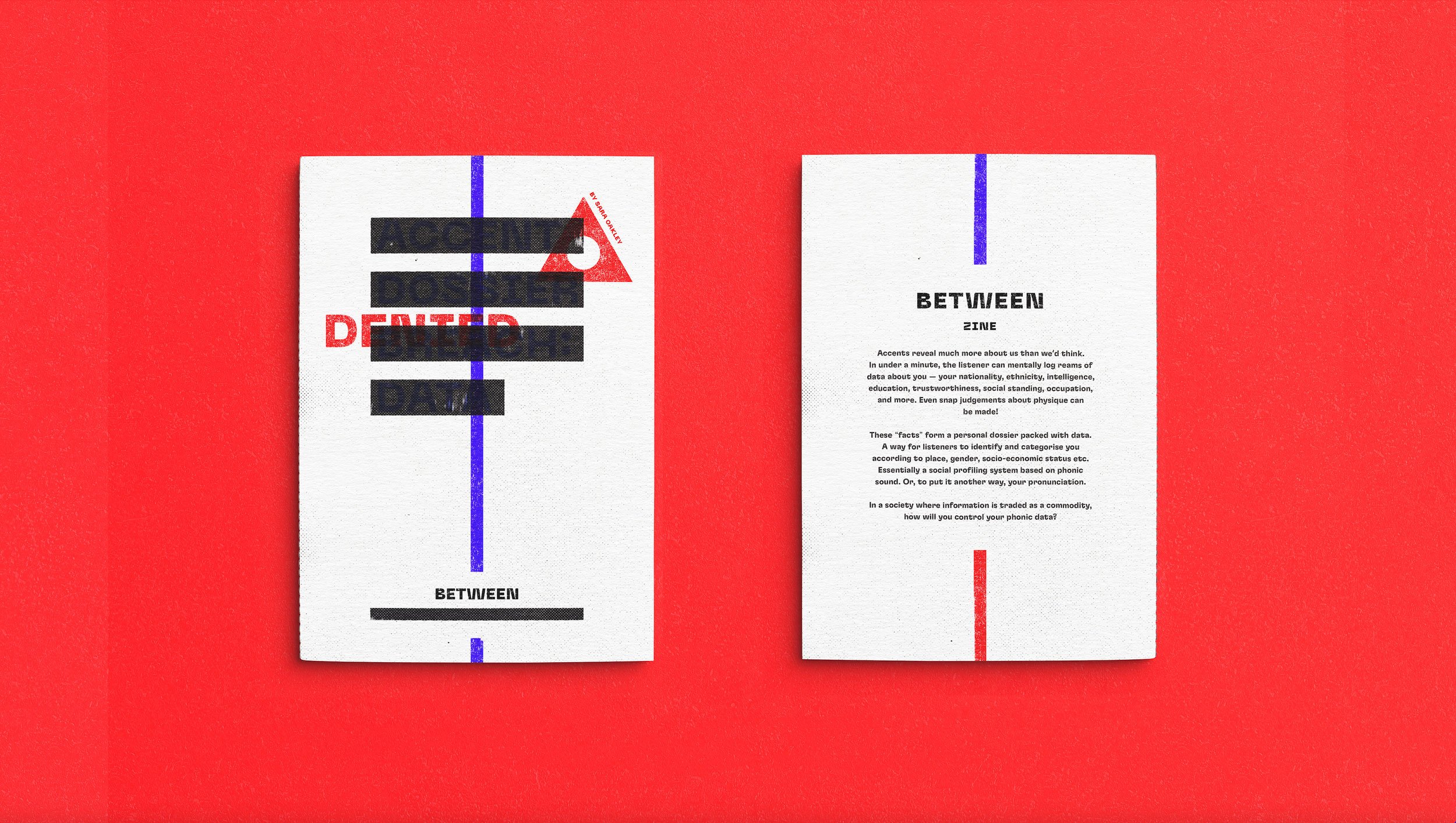 Between zine covers, by Sara Oakley