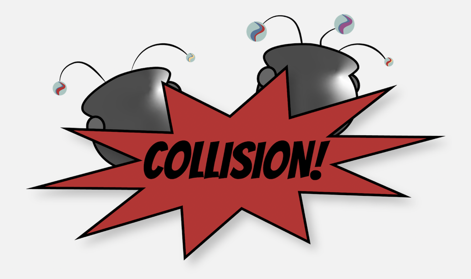  Collision! is a game that brings out the crazy physics of colliding objects. Players are given 3 cauldrons and 12 marbles each to divide amongst the cauldrons in any way they see fit. Then players will take turns sliding one of their cauldrons onto 
