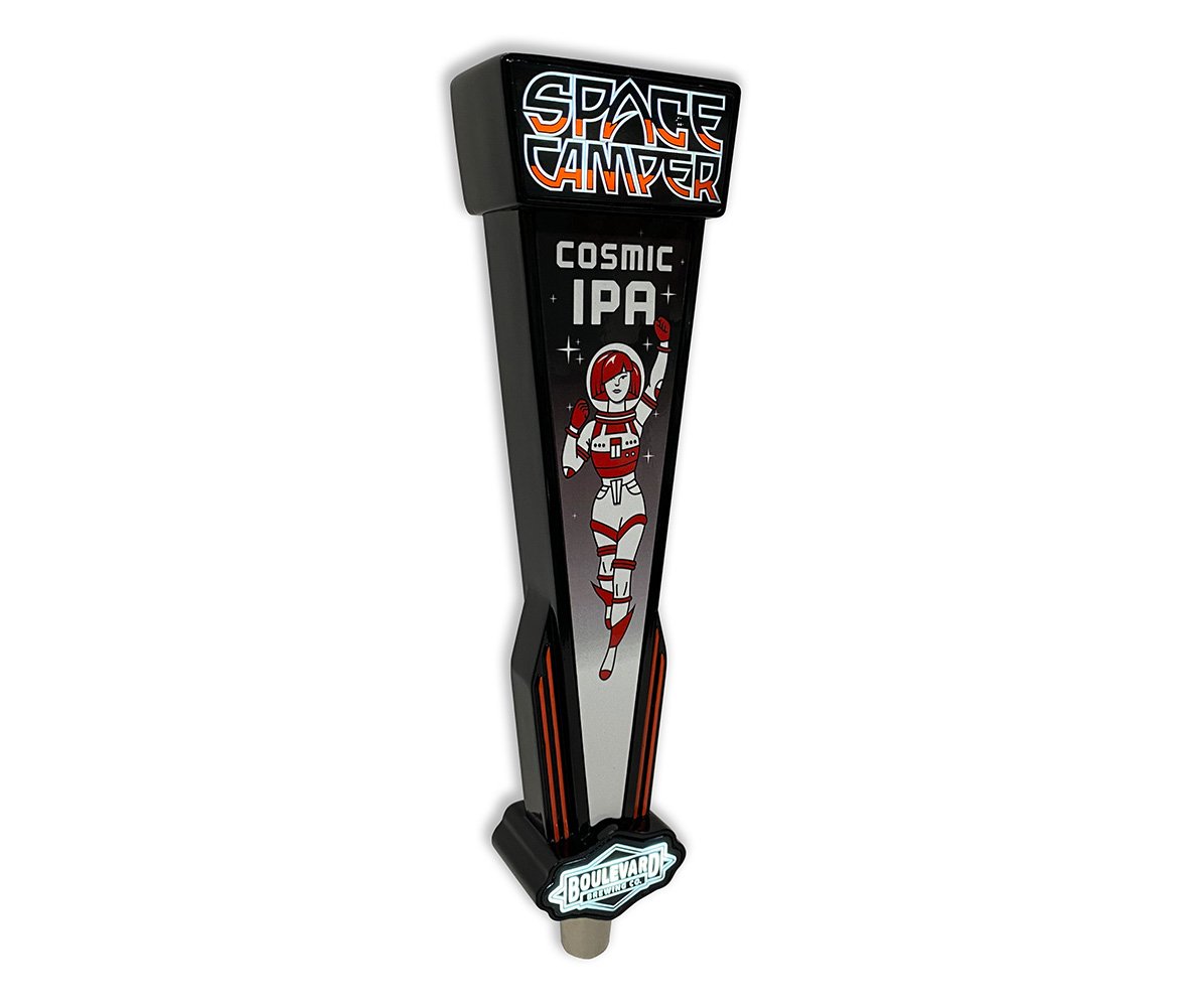 Helm's Brewing Co Hop The Ripa-2 Side Logo/3 Side Handle Grey Beer Tap Handle 