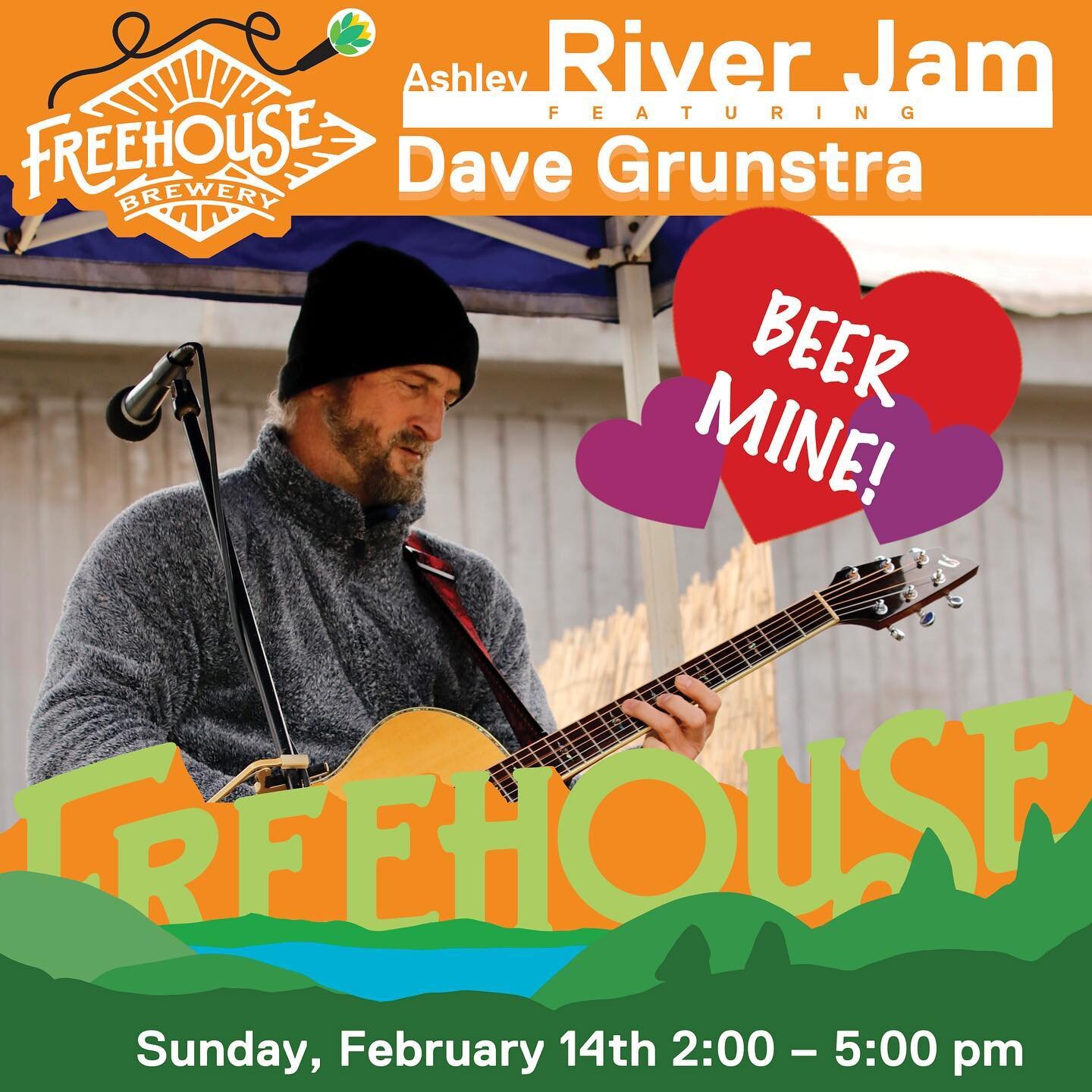 Will you beer mine? ❤️🍺
Join us tomorrow for beer deals,  live music and amazing food! Dave Grunstra will be playing in the beer garden at 2 and @riki_quito food truck has lunch covered with their tasty empanadas, arepas, and more! $1 off all pints 