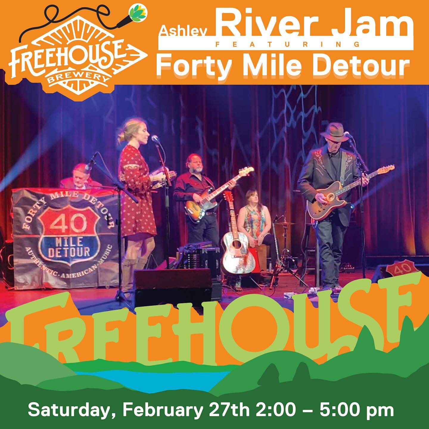 Mark your calendars - Ashley River Jam continues this Saturday with @fortymiledetour! 🎸 
Join us in the beer garden for live music from 2-5 pm. Grab lunch from @libsdiner and hang out with us down by the river! 🍻 See you there!

#OrganicBeer #TheNa