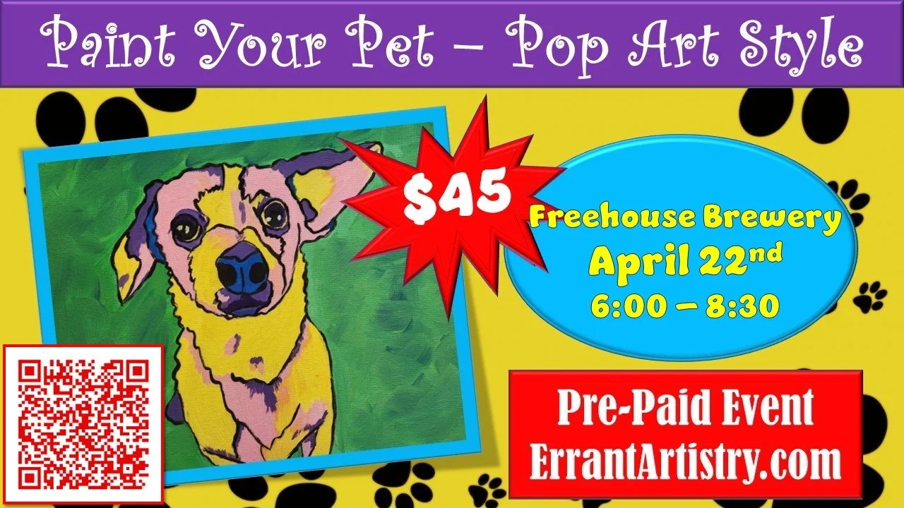 Paint your Pet Pop Art Style: Paint n' Sip w/ Errant Artistry