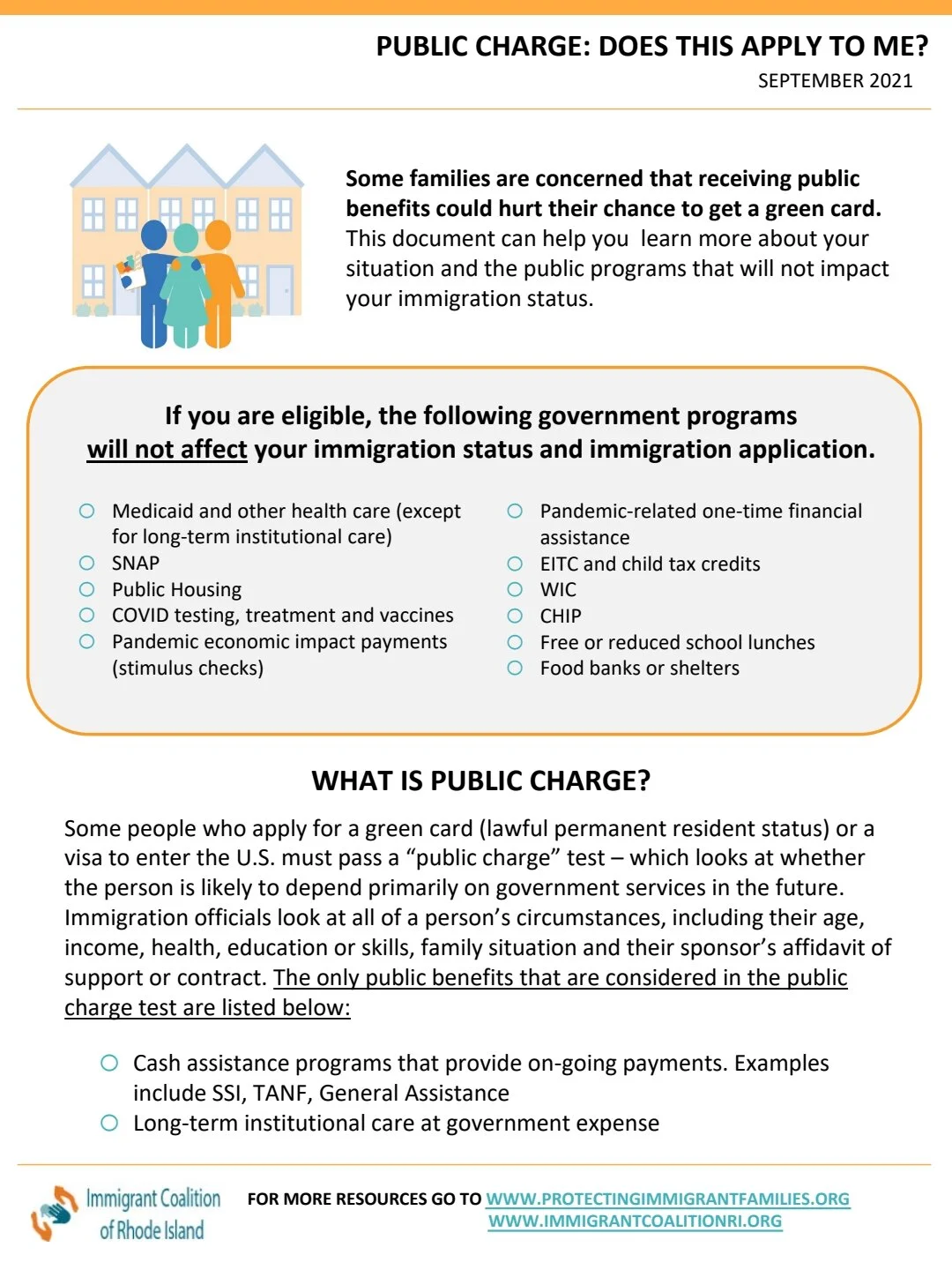 Public Charge No Longer Applies to Food Stamps, Health Care and Housing Support