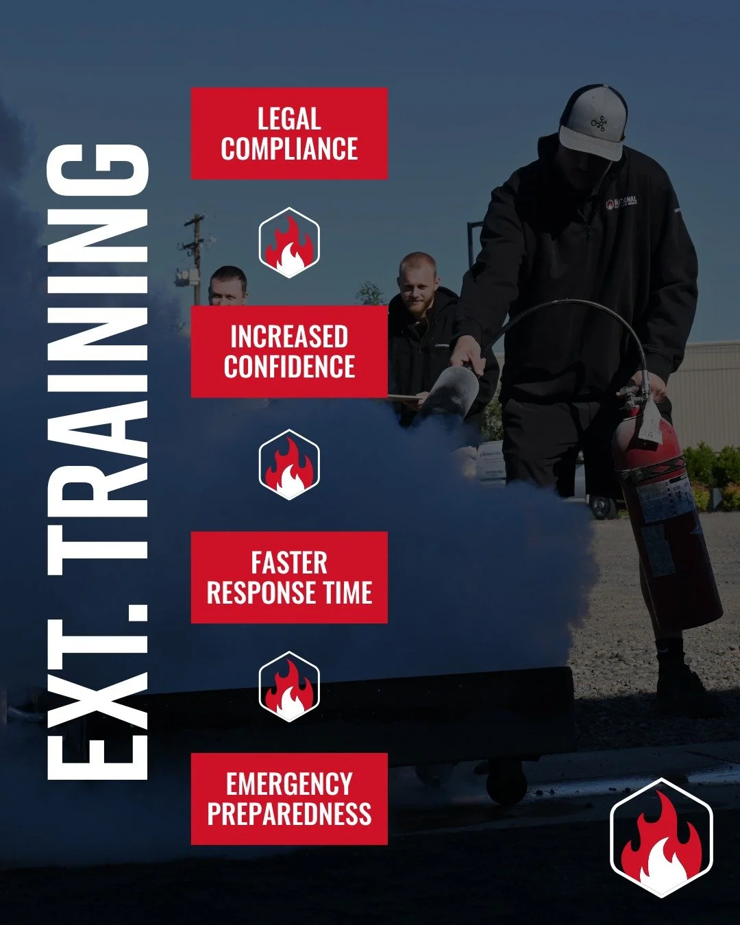 4 Benefits of Extinguisher Training

1. Legal Compliance
2. Increased Confidence
3. Faster Response Time
4. Emergency Preparedness

Visit our website or call 503-232-6646 to schedule extinguisher training with NES and keep your team prepared and equi