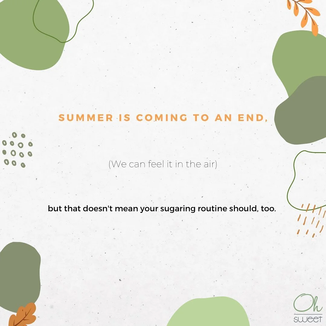 Happy September, everyone! ⛅️🍂

With summer coming to a close and fall soon approaching, it may be tempting to take a break from hair removal, but maintaining a schedule (such as coming in every 4-5 weeks) will greatly benefit you in the long run. B