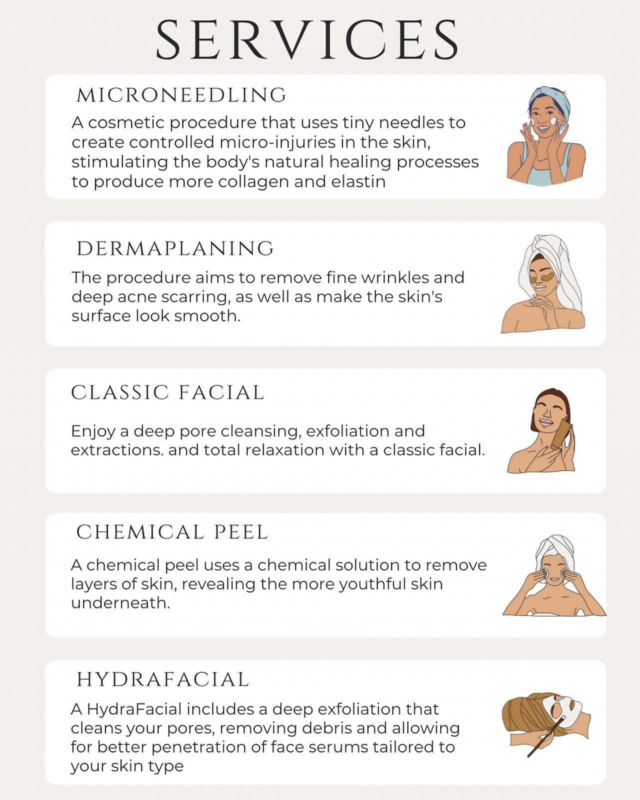 Having a hard time figuring out which facial is right for you?

We made this quick guide to show people the benefits of each facial whether you&rsquo;re looking for a relaxing facial or corrective treatment 🫶🏼

While all of these facials are amazin