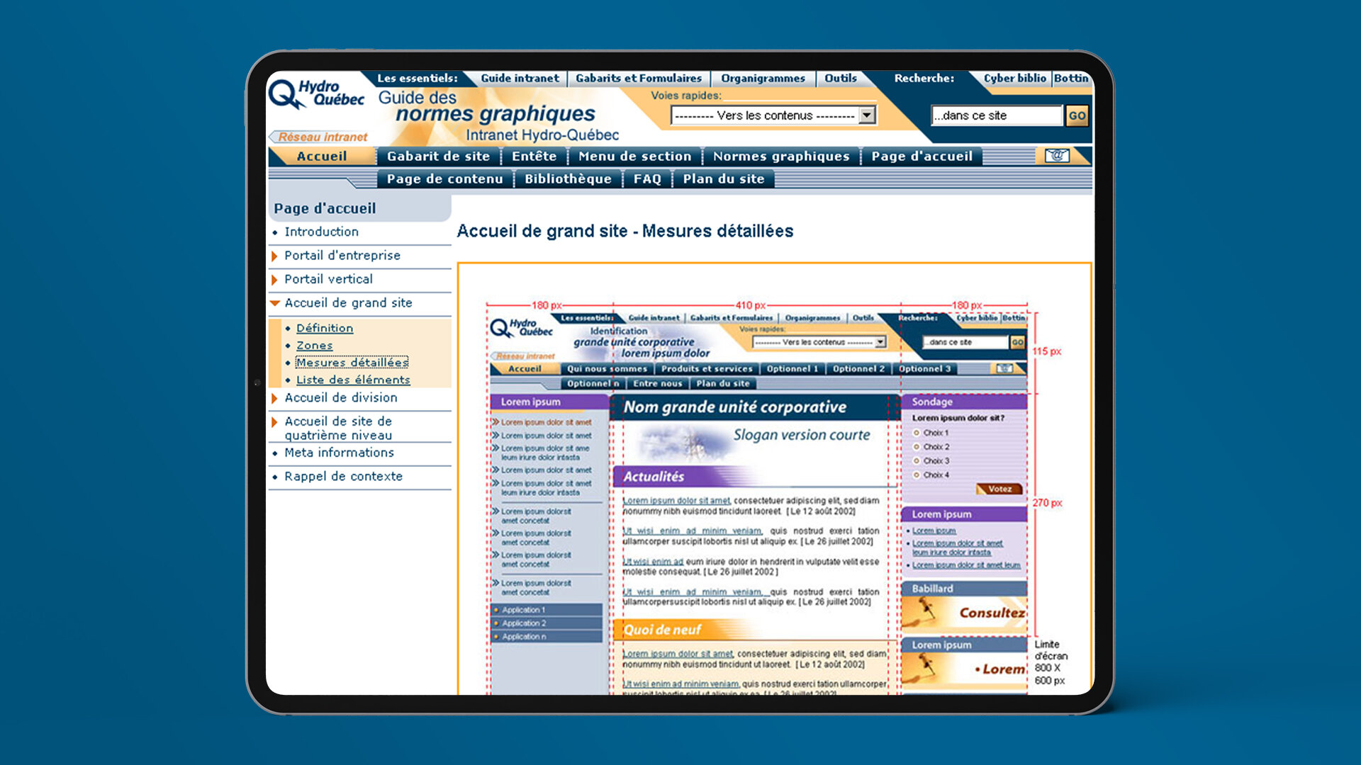 2003-2005 - Hydro-Québec | Sites intranet (20), Guide des normes graphique et d'intégration, Applications spécialisés, etc. 