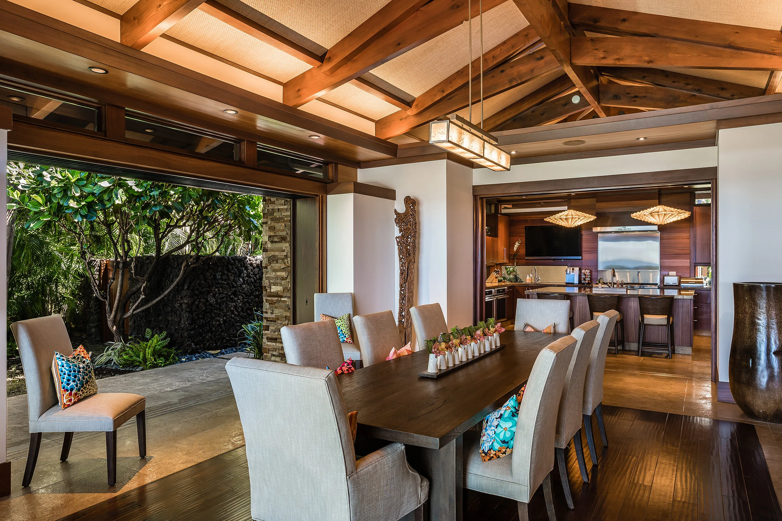 Formal dining room with pocketing doors provides a spacious entertaining space.