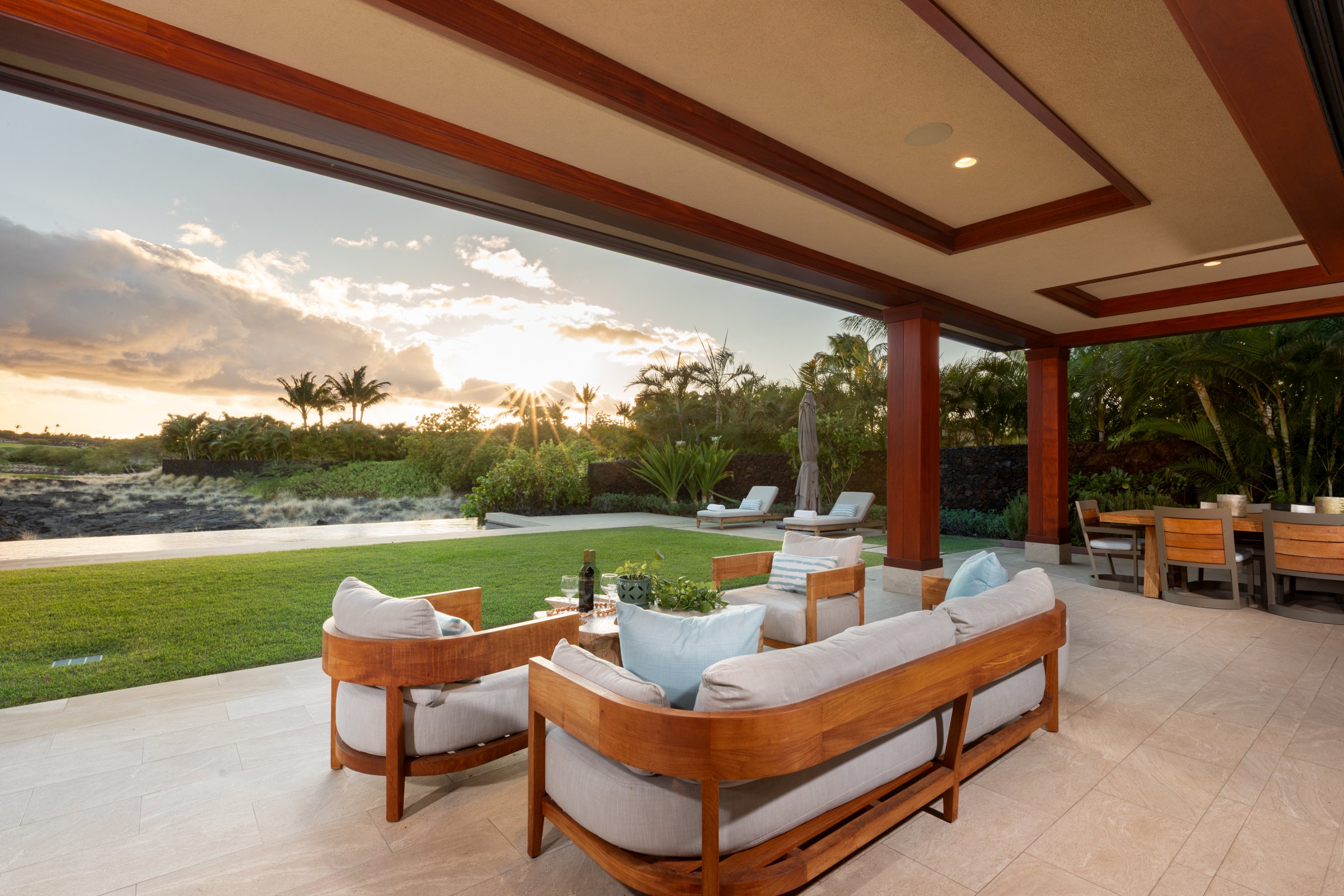 Enjoy magical evening sunsets on the expansive covered lanāi. Perfect for entertaining.