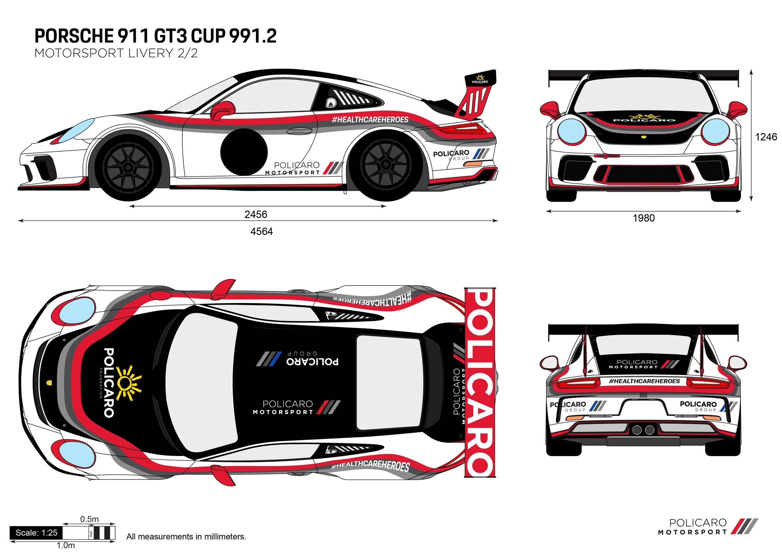 Revised and final mock up of the Policaro Motorsport e-sports race car design.