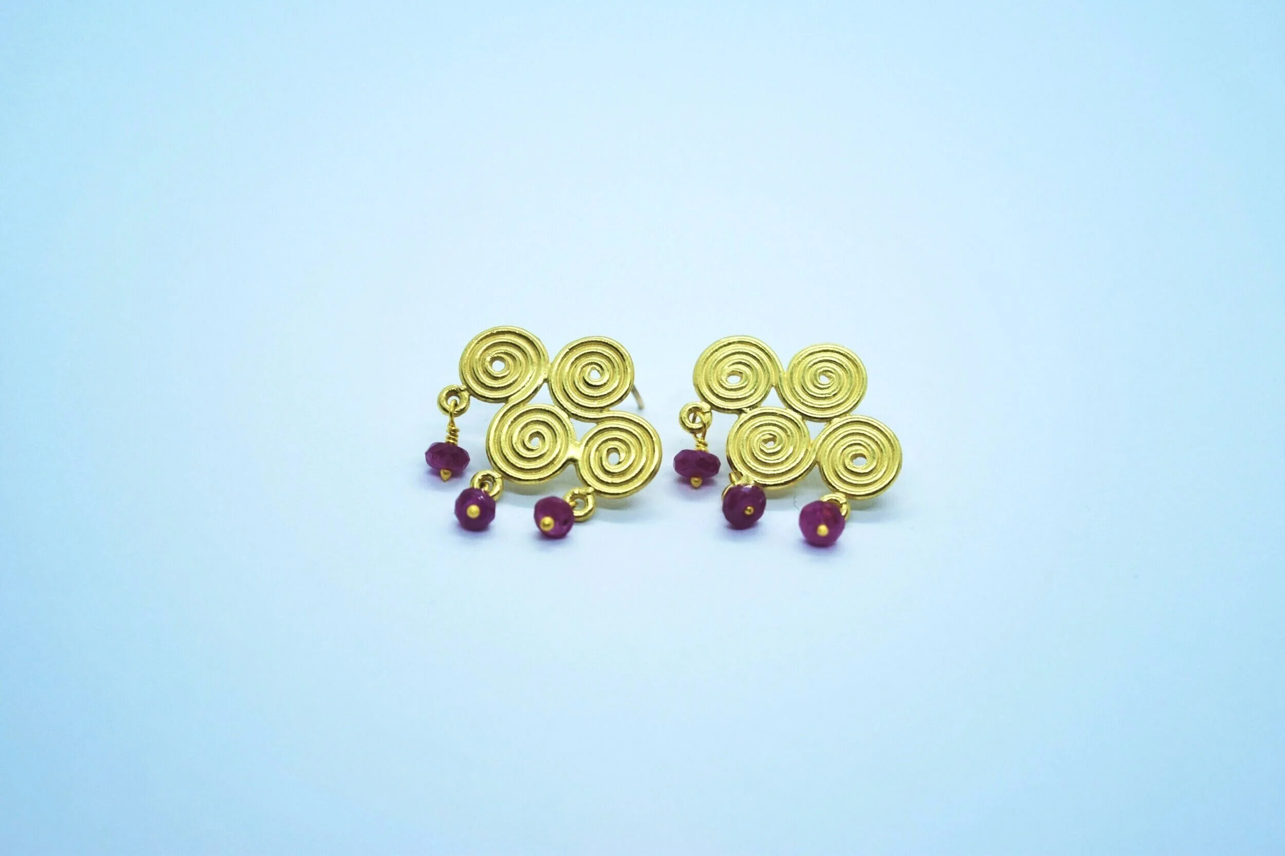 Double Swirl Ruby Earrings
