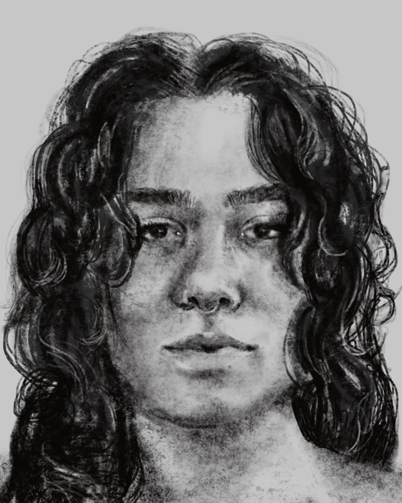 digital charcoal brush self-portrait : 2 hrs