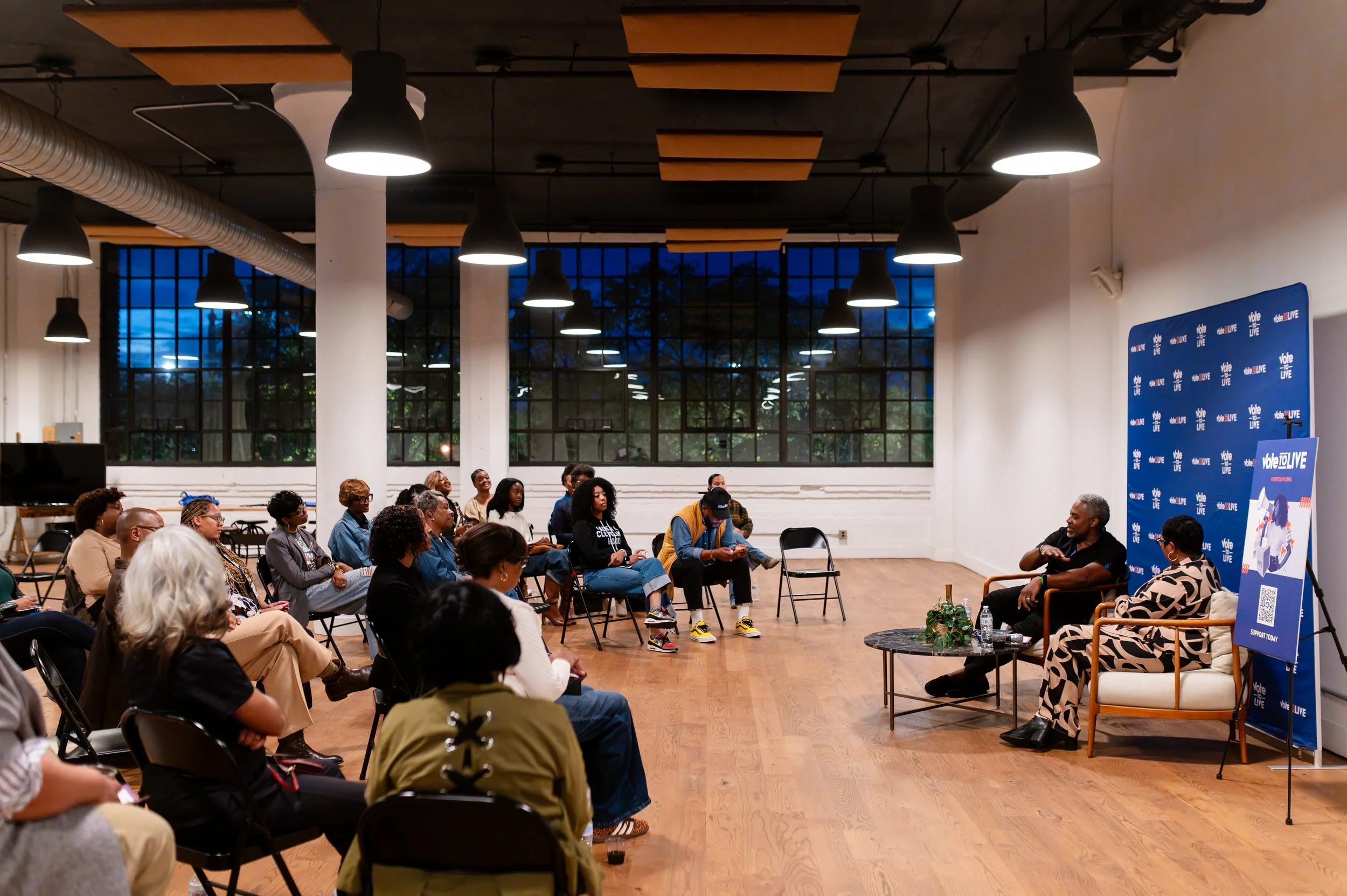  Community event for Vote2Live featuring guest speaker, Lamman Rucker in a loft style event space in Cleveland, OH. 
