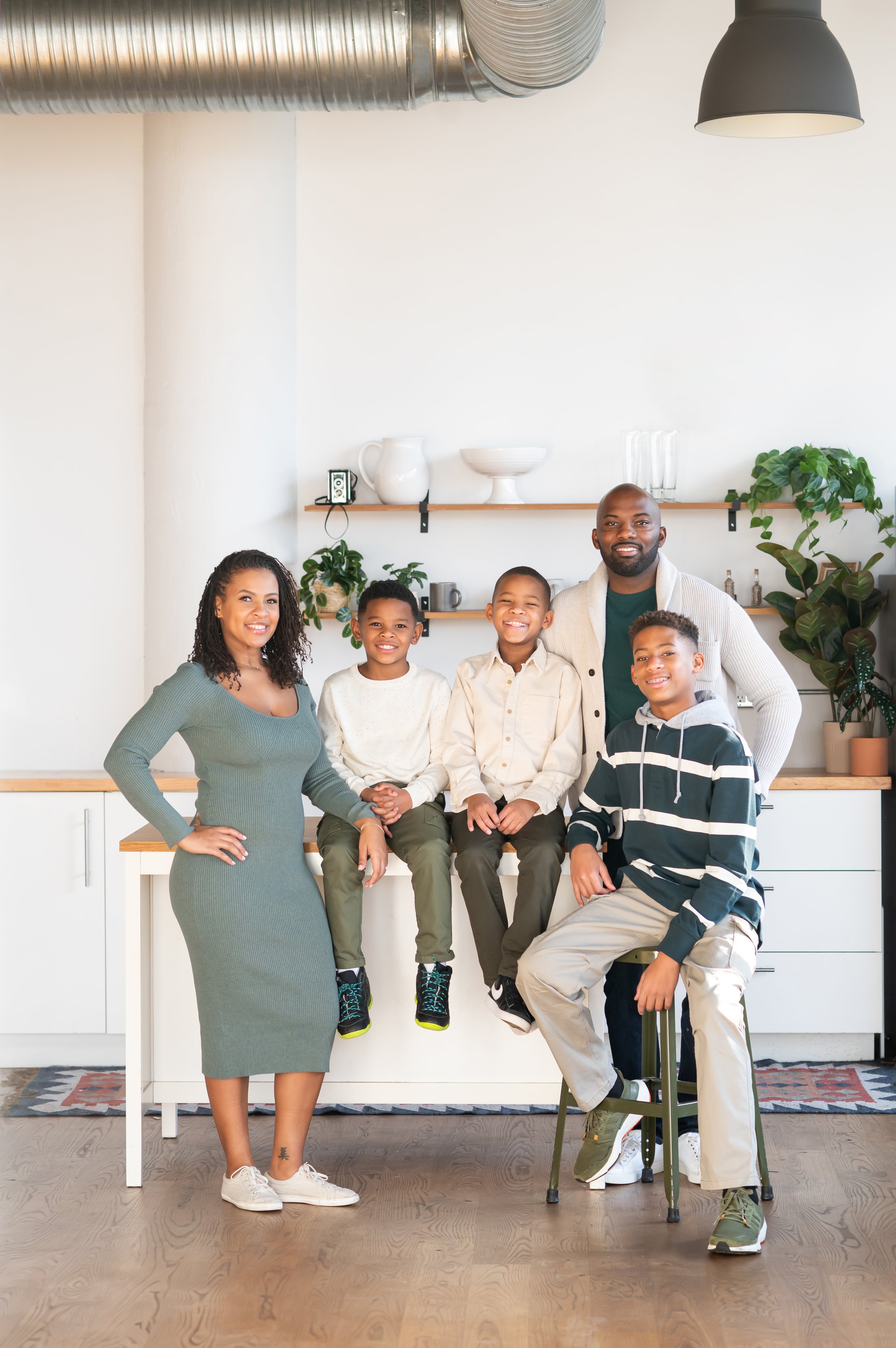  Family portrait in loft studio space in Cleveland, OH 