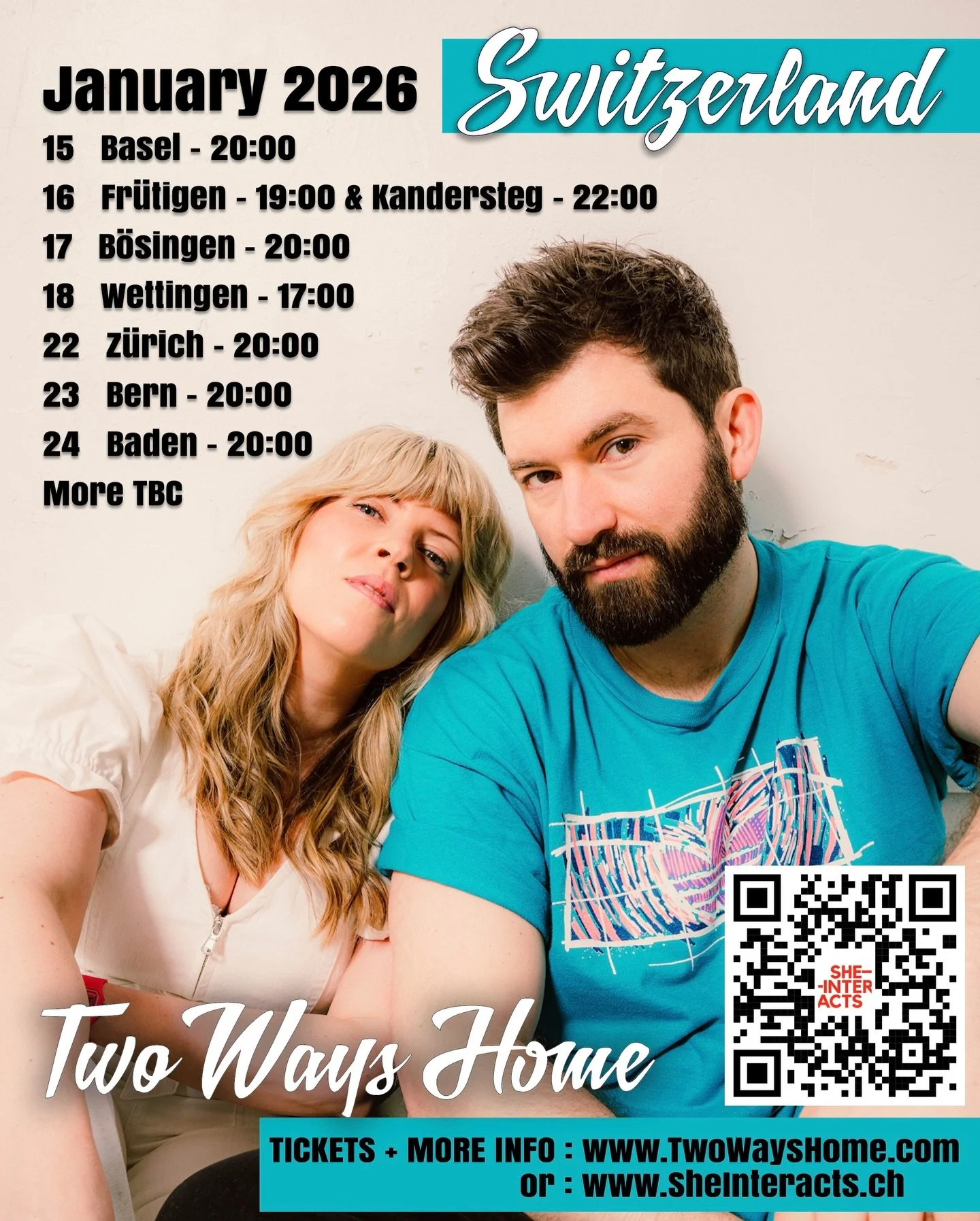 New years surprise&hellip;. We are coming back to Switzerland in a few weeks! We can&rsquo;t wait! Join us for live music and shake off the January blues! 🤩🥳🎶 @she_interacts