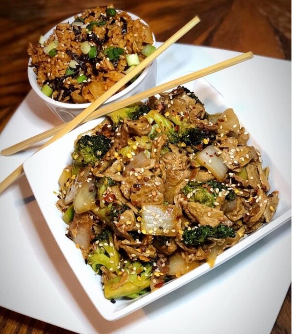 Vegan Beef &amp; Broccoli Kimchi Fried Rice