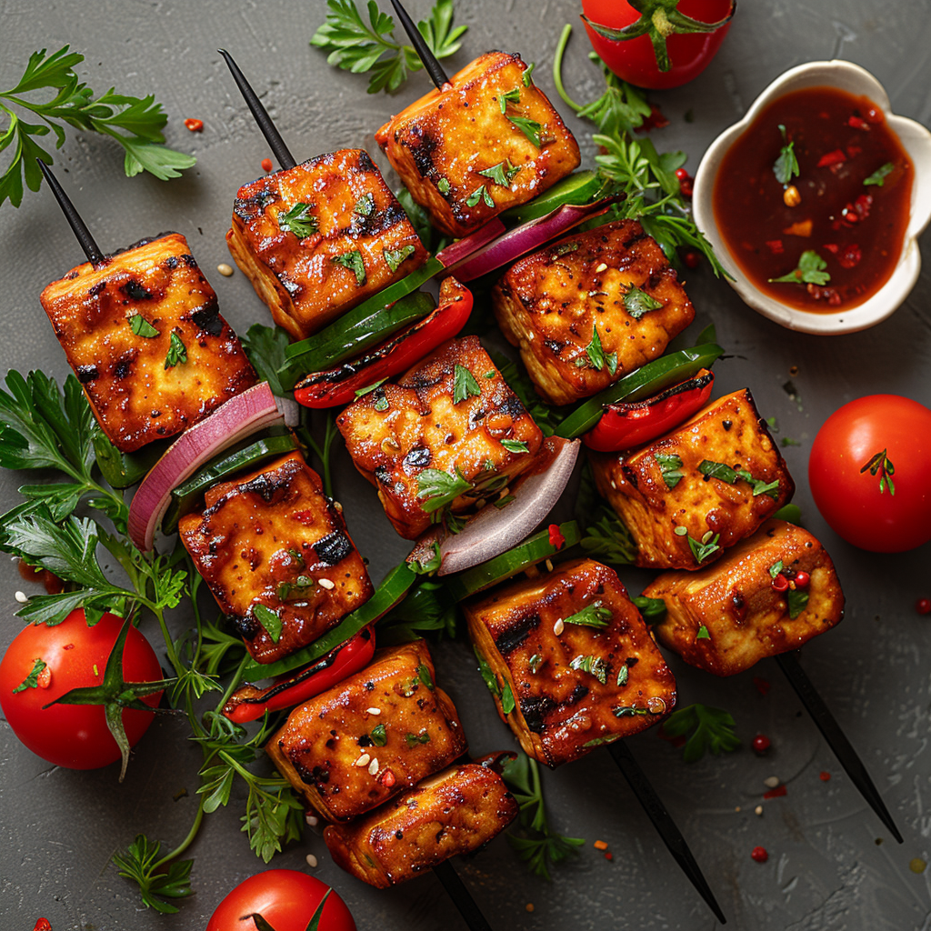 dizzydizzo_Tofu_Kebabtop_view__BBQ_background__isolated_food_ph_273e7db0-7b89-474b-850e-e4fd0b04d8b5.png