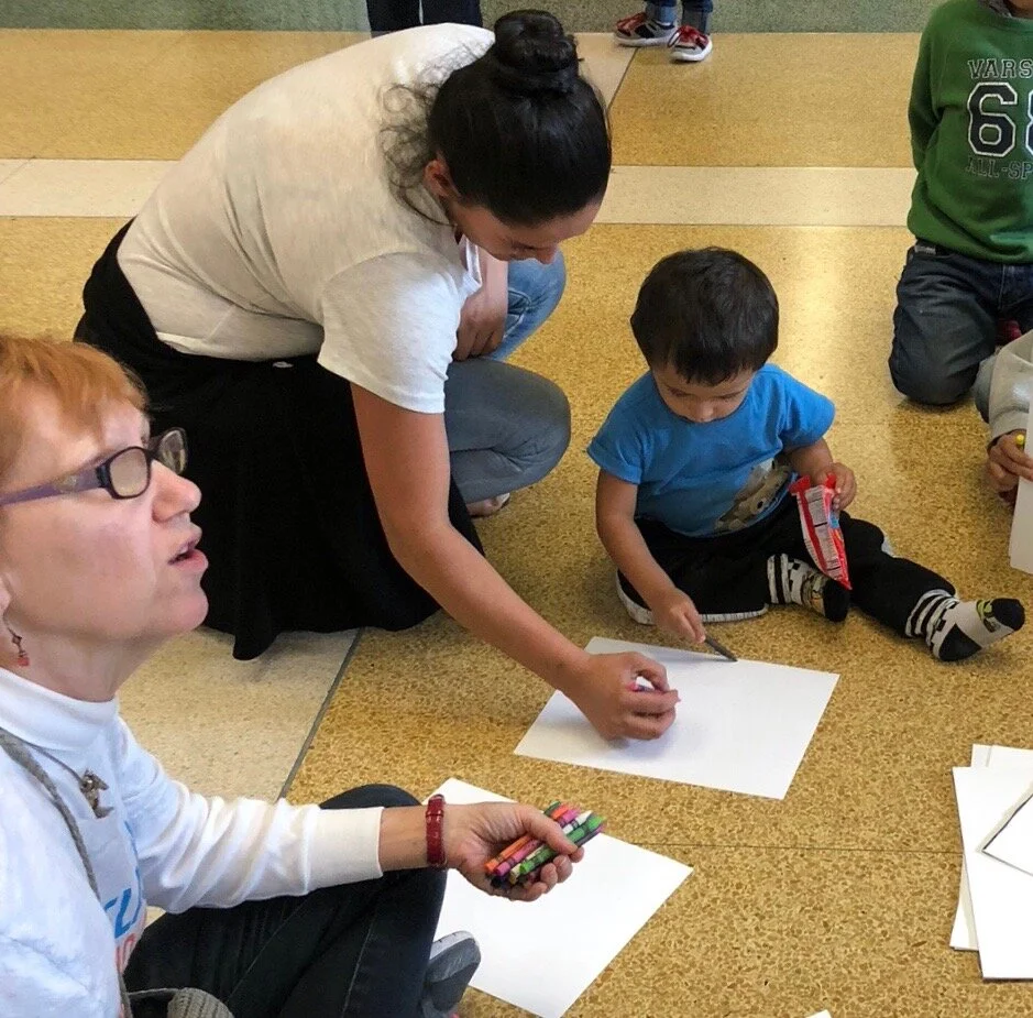 NOLA Grannies drawing on floor at station.jpeg