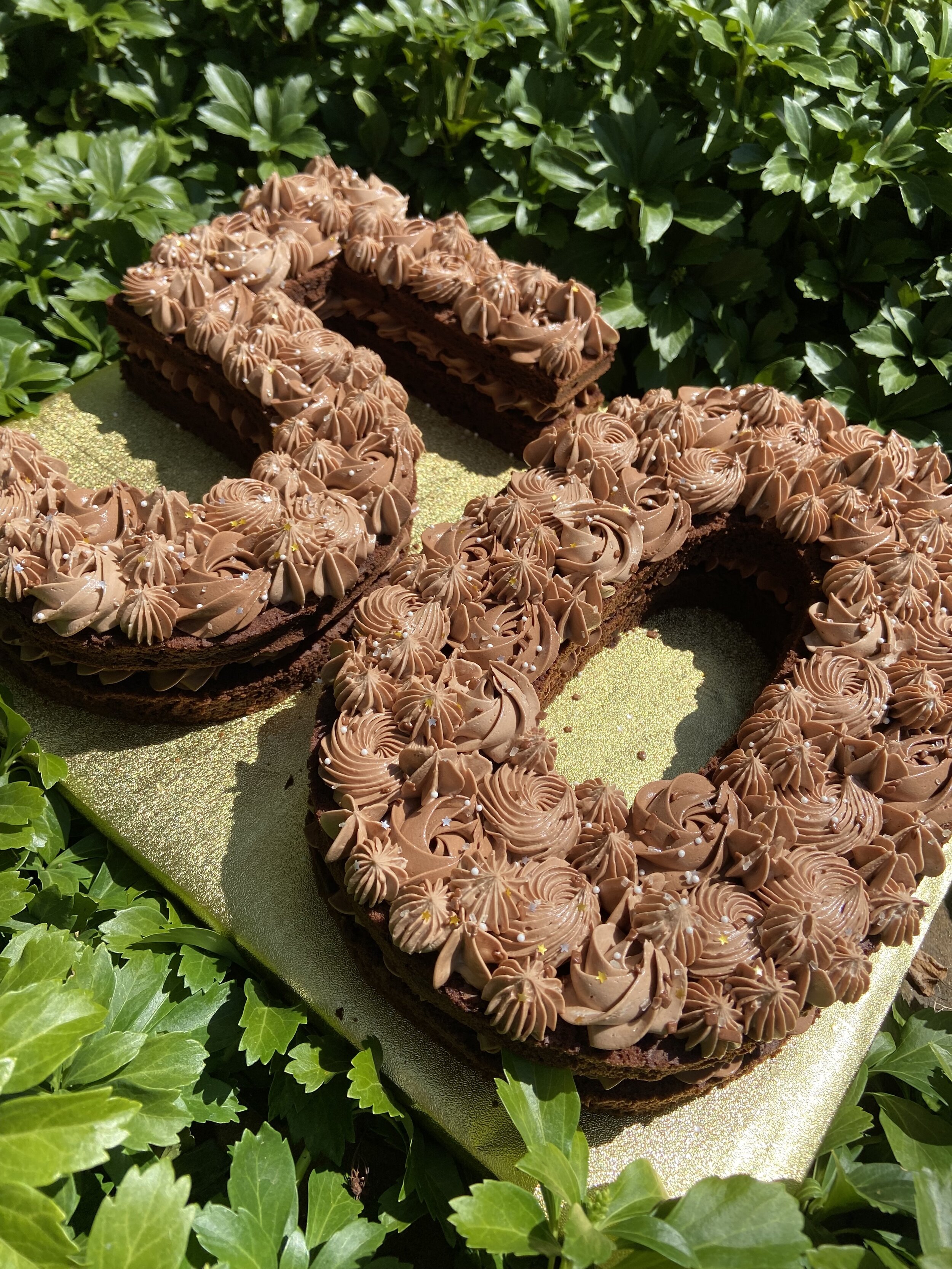 50th birthday extravaganza with a layered chocolate on chocolate cake. 
