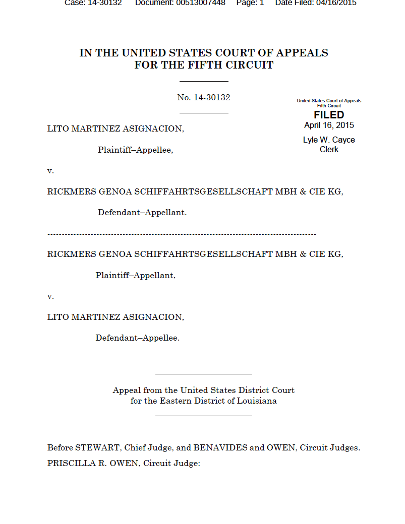 Updates Regarding Cases Involving Filipino Seamen