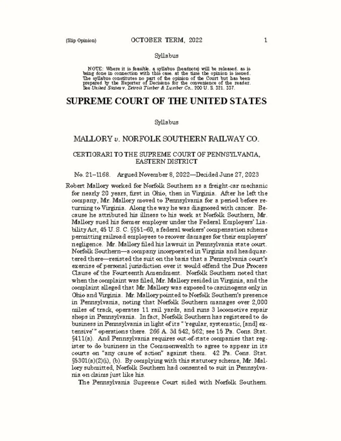 What to Know About Personal Jurisdiction Post-Mallory