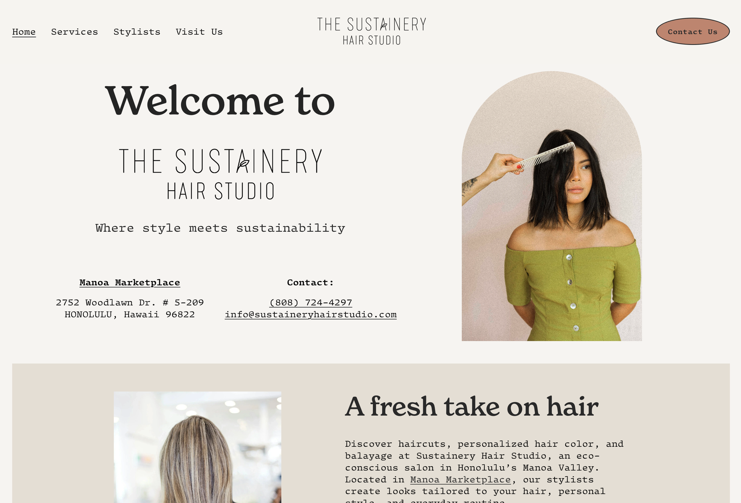 Sustainery Hair Studio Website Image