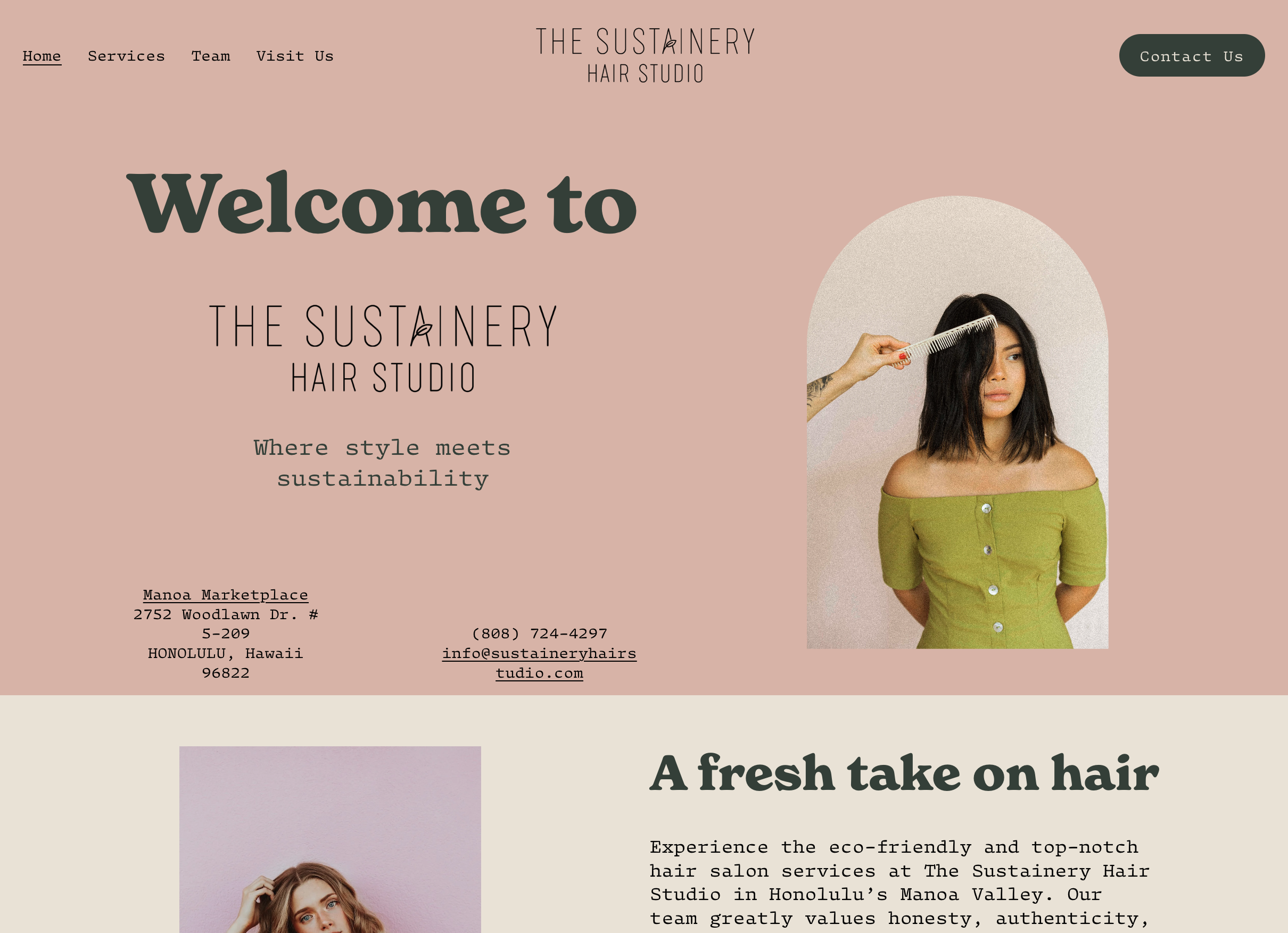 Sustainery Hair Studio's website.