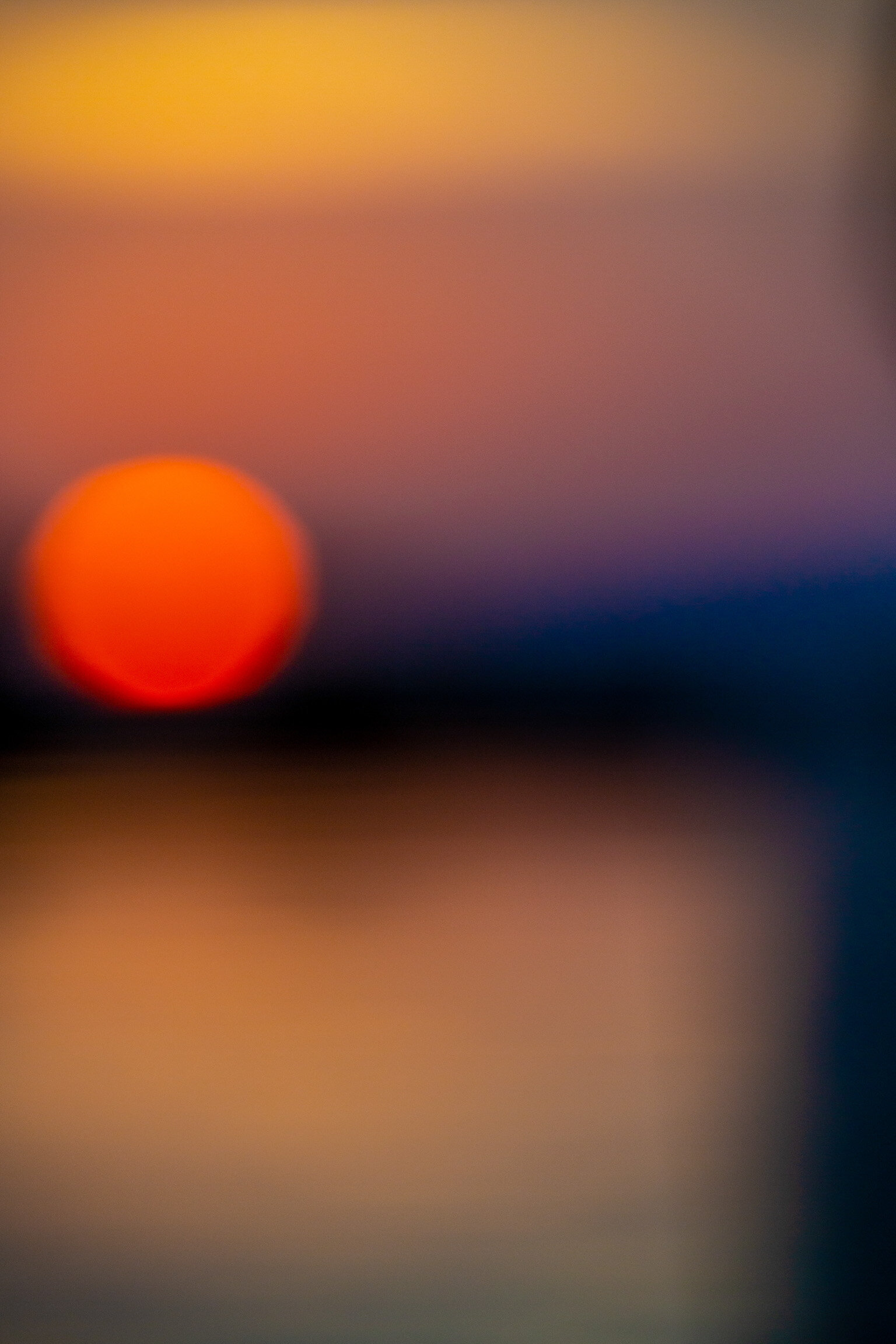 abstract sunset sphere and rectangles