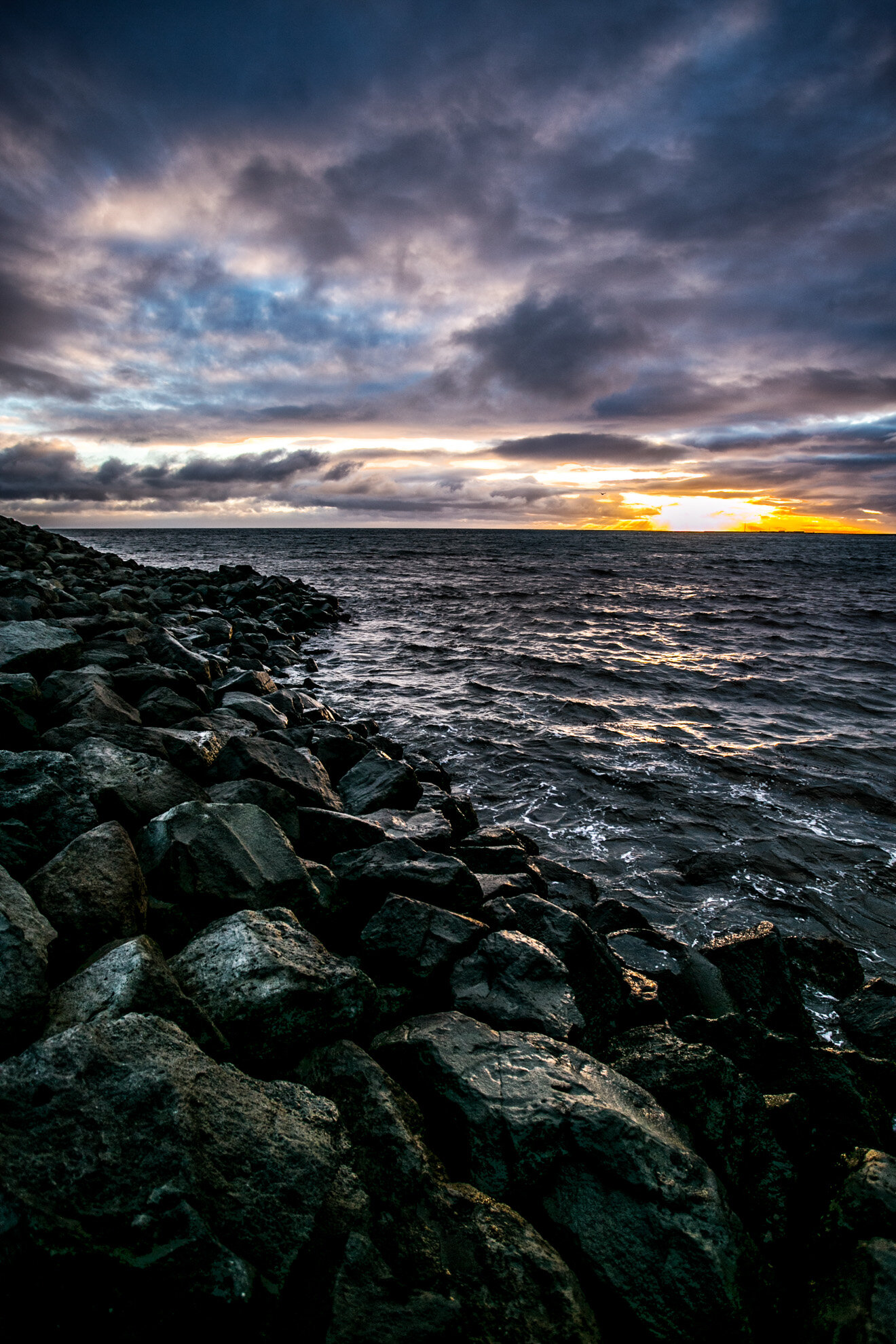 Iceland rock beach sunset
