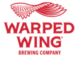 Logo of Warped Wing, a brewing company, featuring a stylized red wing and bold red text.