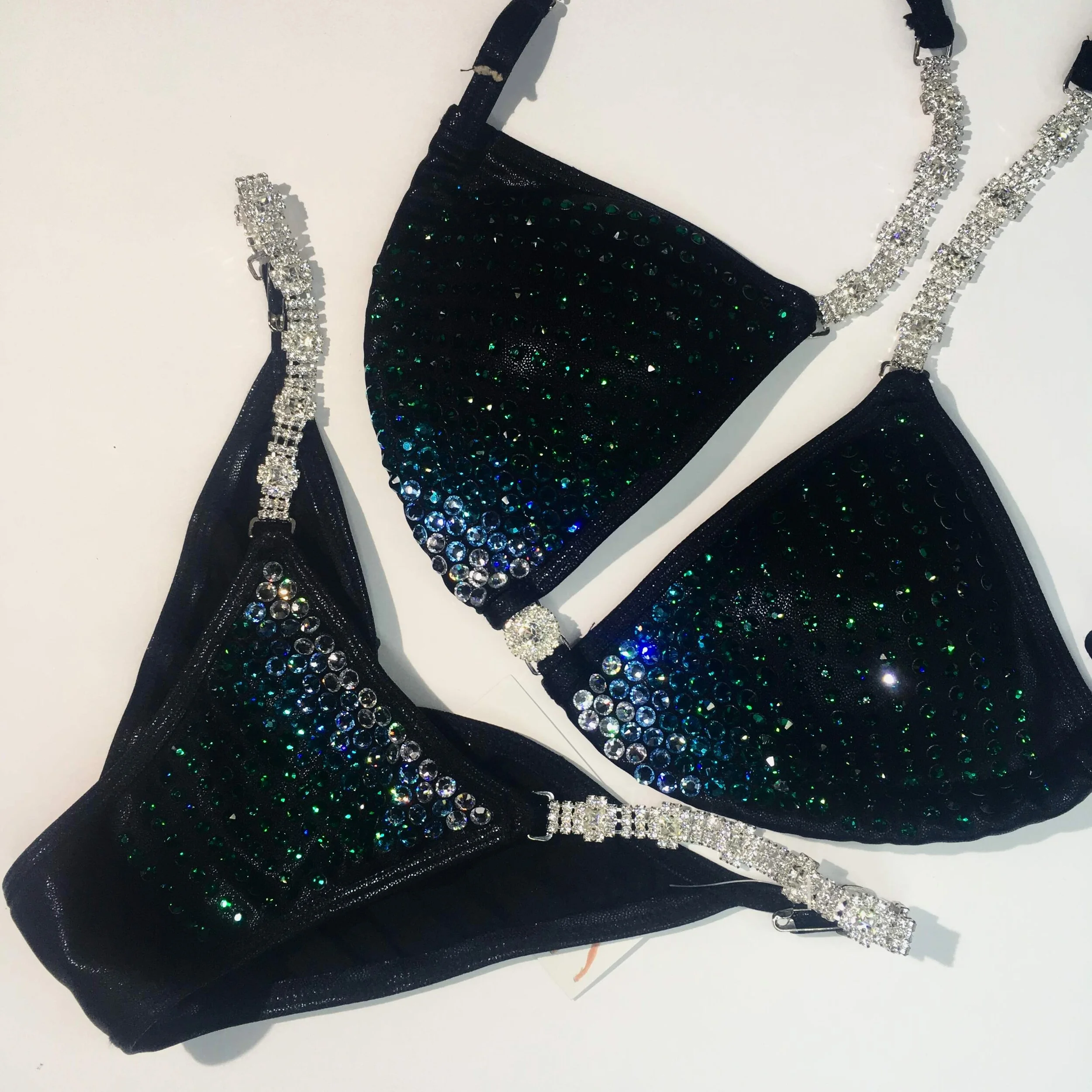 Black, Blue, and Green Competition Bikini - Color Fade
