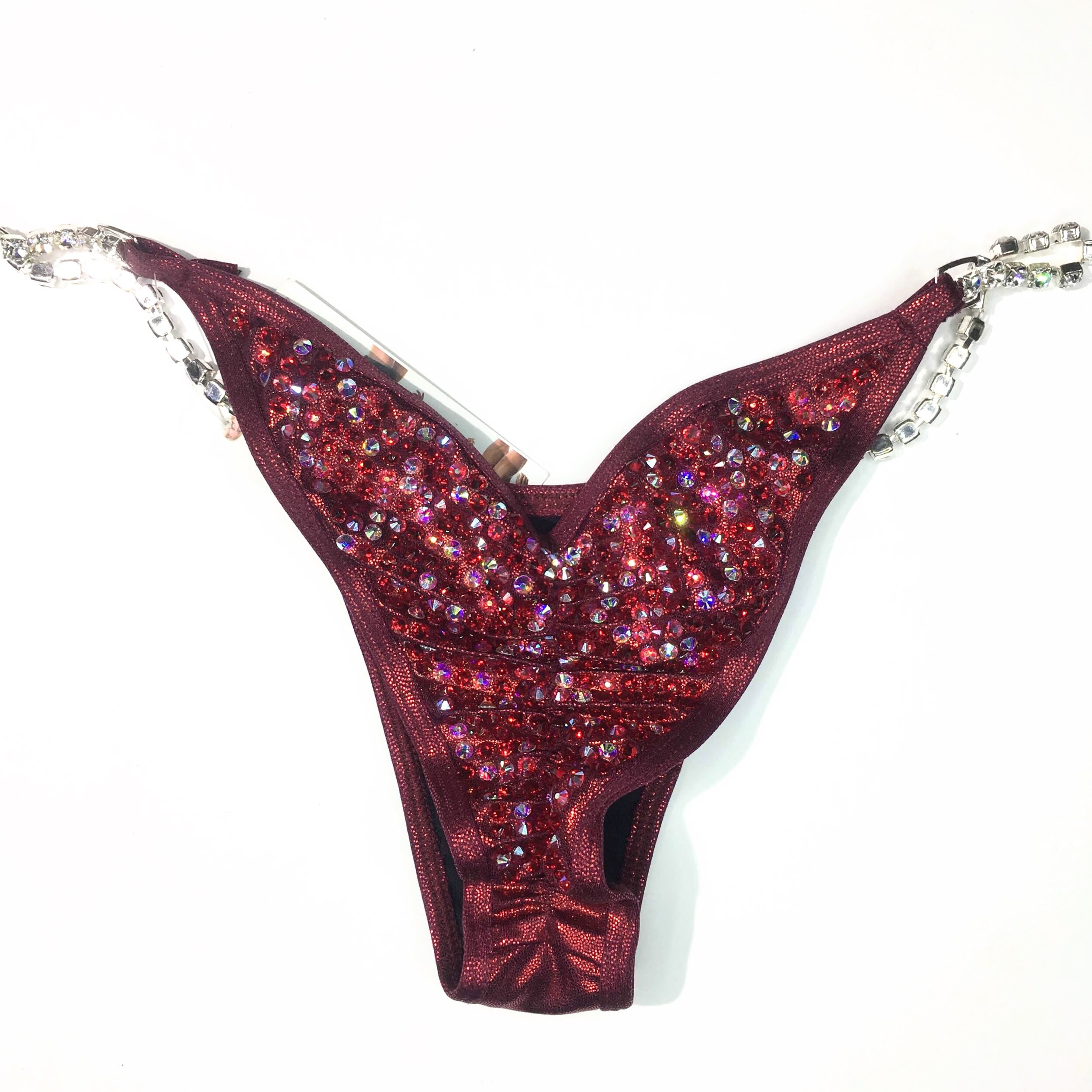 Dark Ruby Red bodybuilding competition bikini, npc bikini, red bikini, red competition bikini, affordable bikini, bikini suit, competition suit, womens bodybuilding competition
