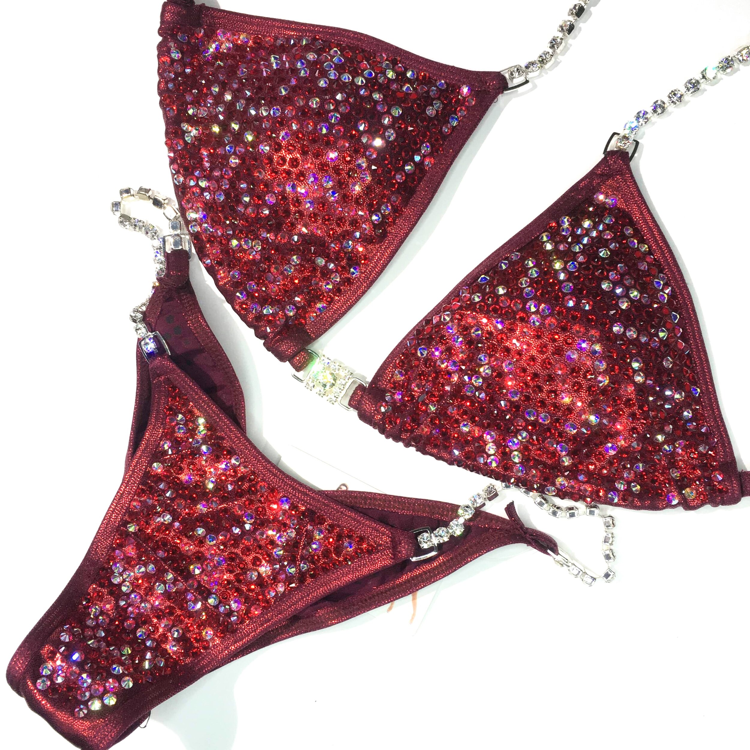 Dark Ruby Red bodybuilding competition bikini, npc bikini, red bikini, red competition bikini, affordable bikini, bikini suit, competition suit, womens bodybuilding competition