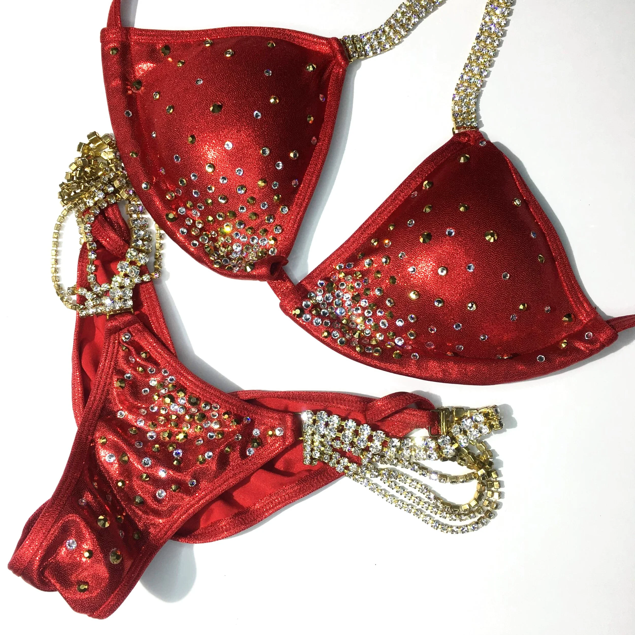 Affordable Red and Gold Competition Bikini