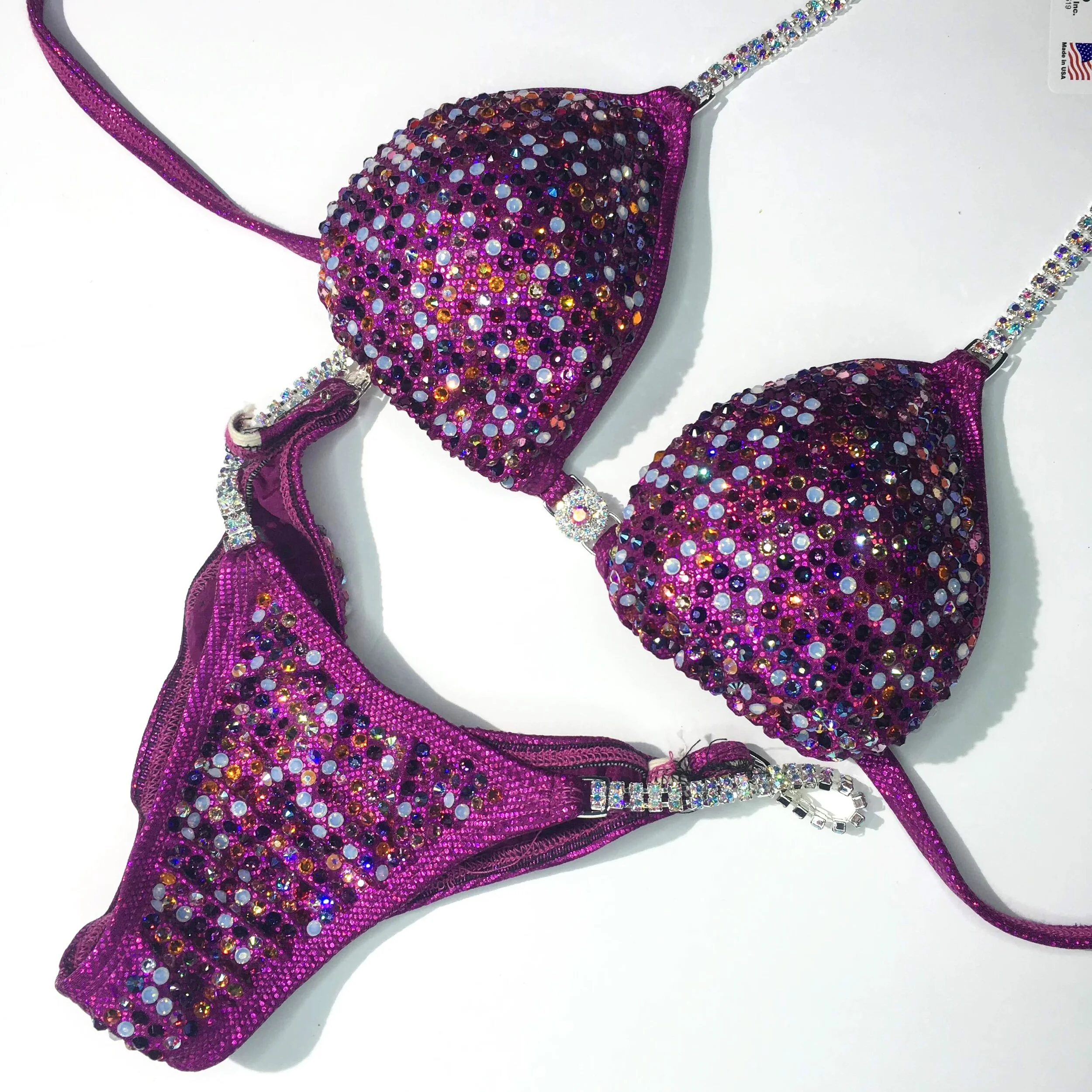 Purple Multi Competition Bikini - *Heavy Rhinestones*