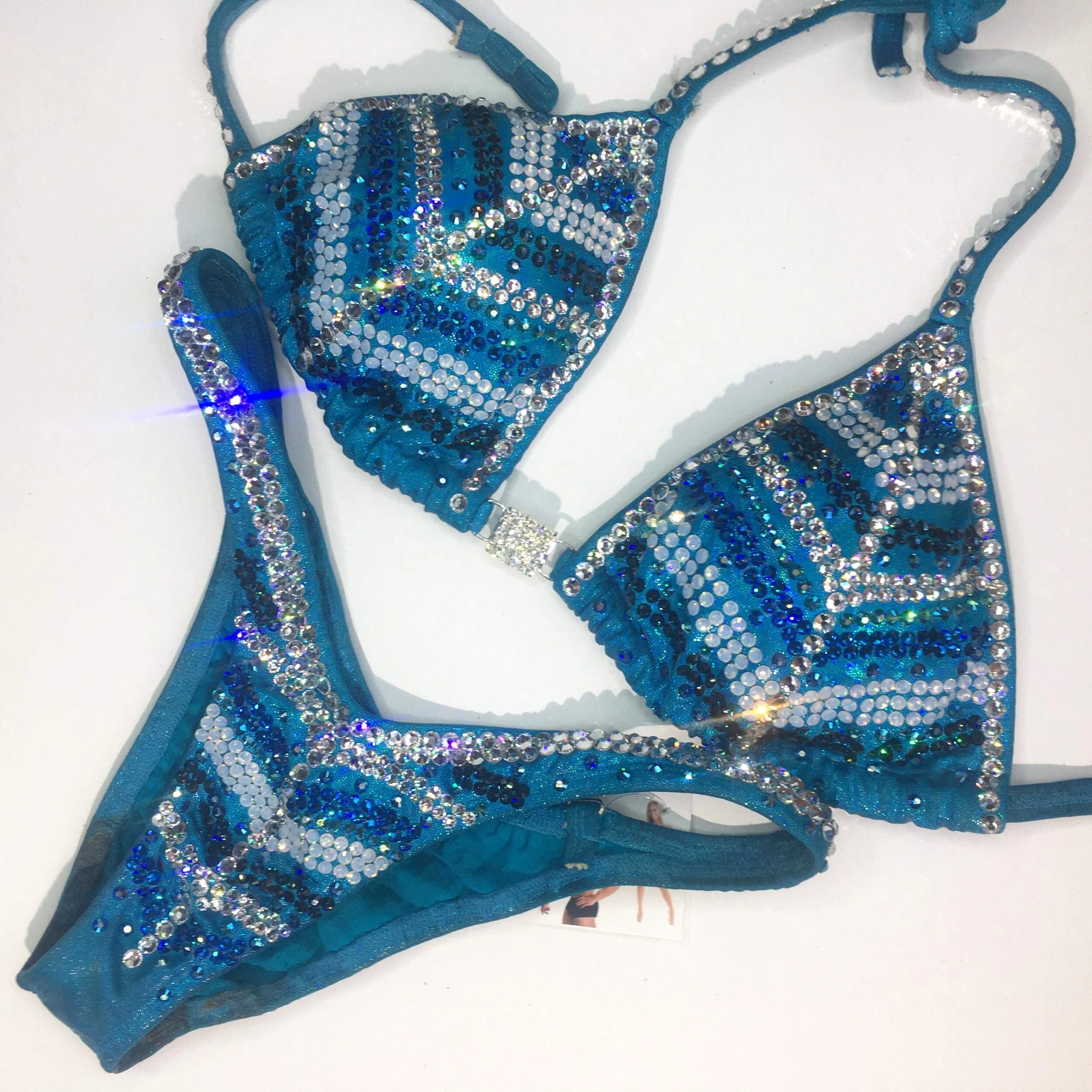 Affordable Teal Blue Figure Competition Suit - Dart