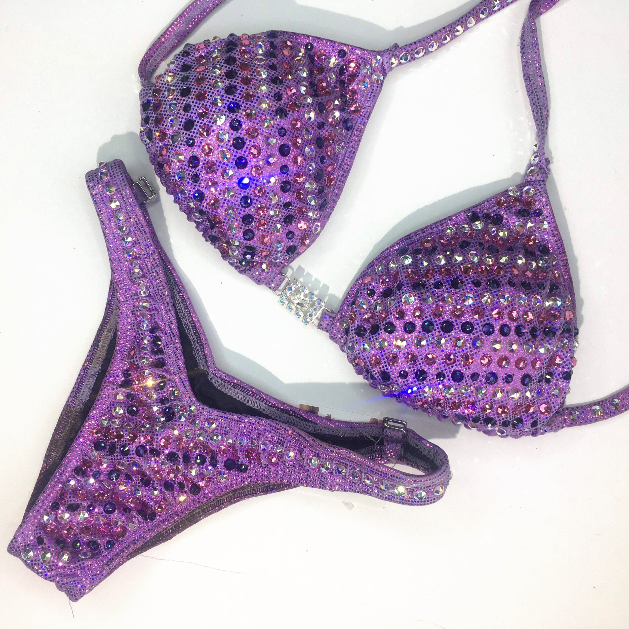 Affordable Purple Figure Competition Suit - Stripe