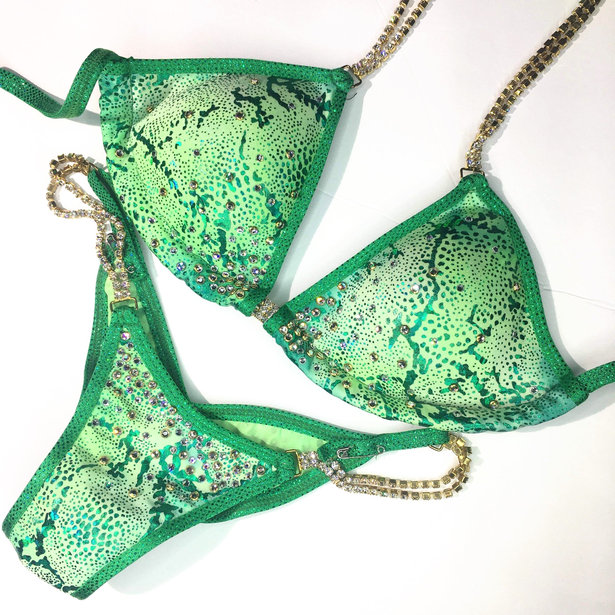 Affordable green competition bikini suit