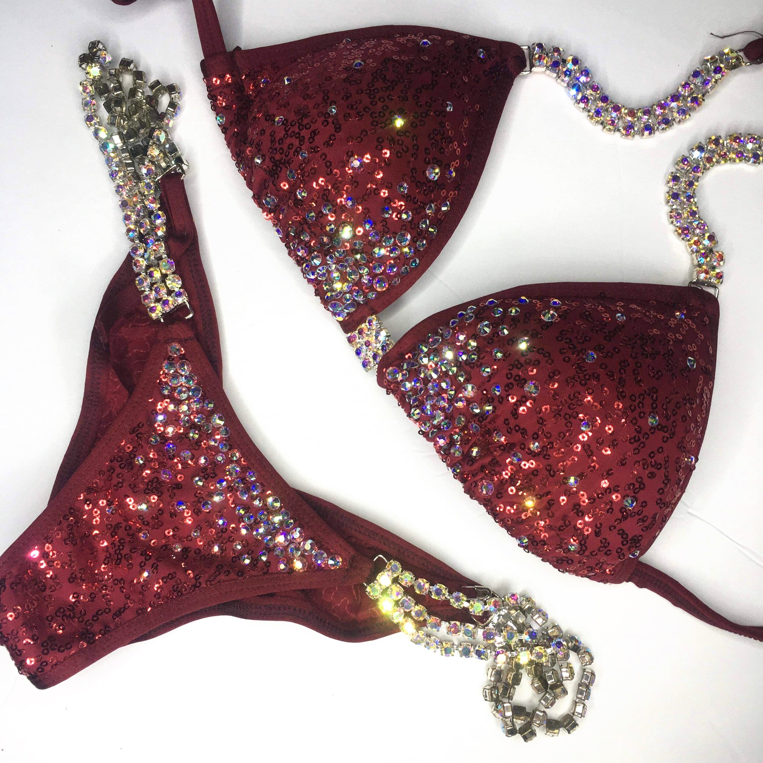 affordable unique wine red bodybuilding competition bikini