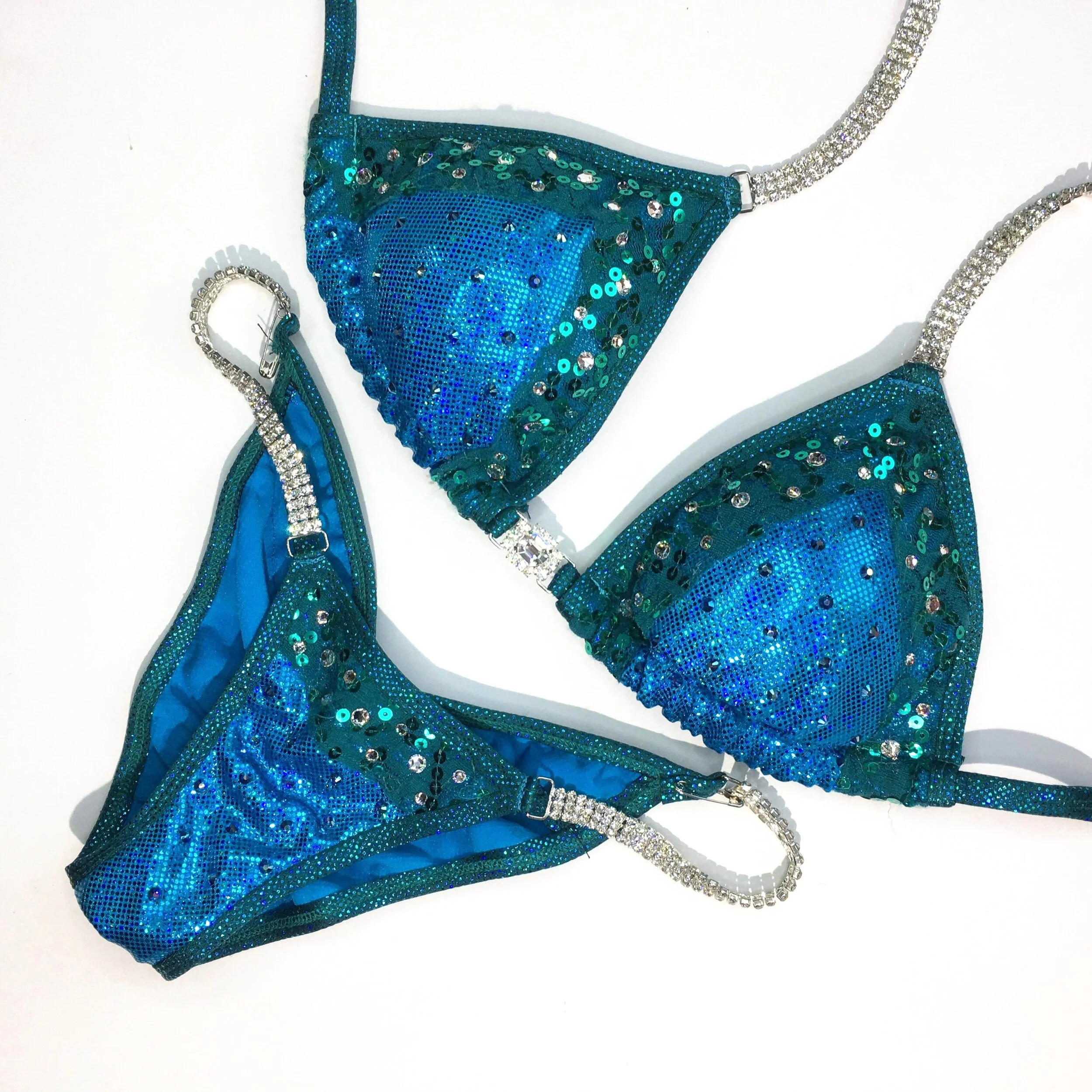Affordable Teal Blue Competition Bikini - Lace Princess