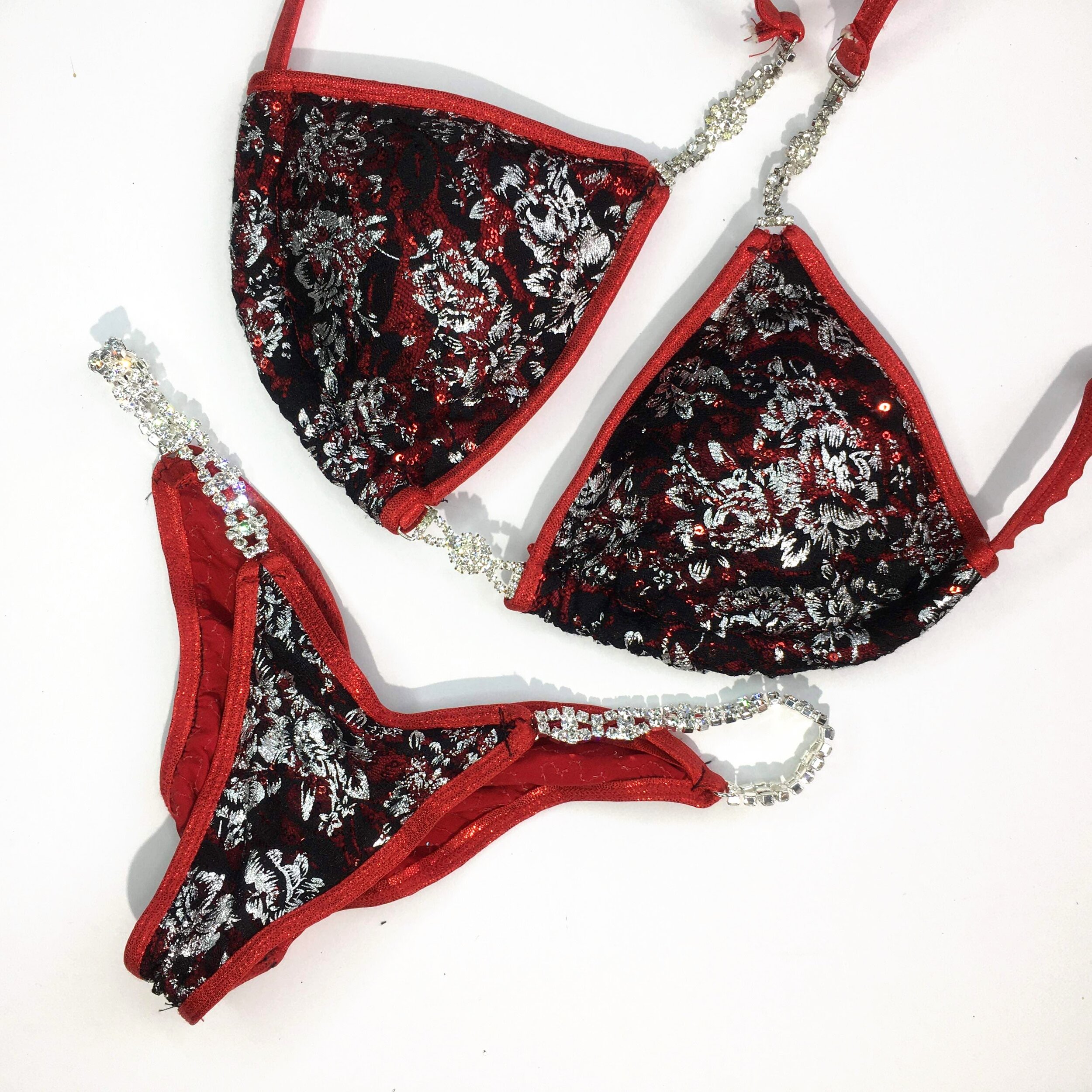 affordable unique red bodybuilding competition bikini suit