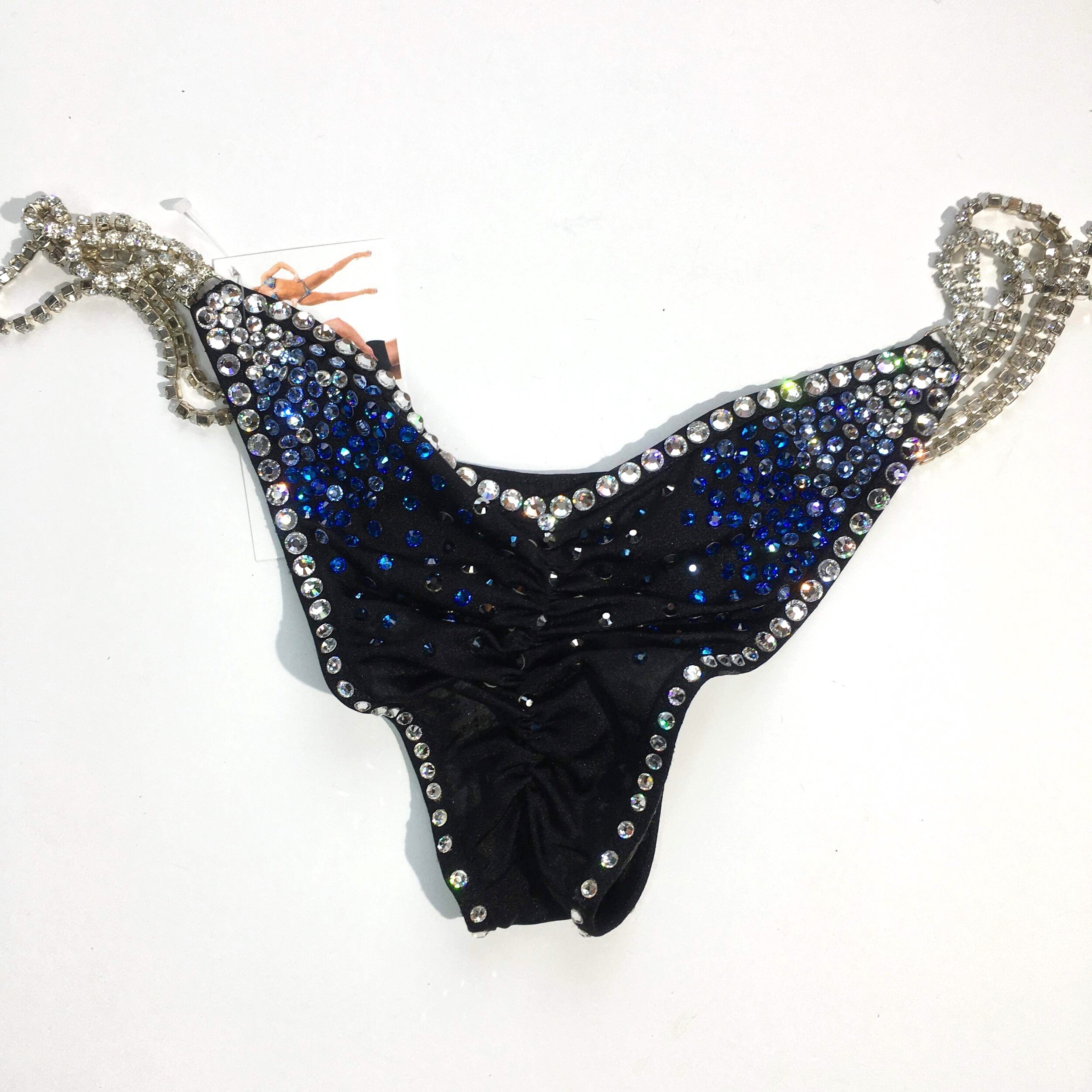 affordable unique black and blue bodybuilding competition bikini suit